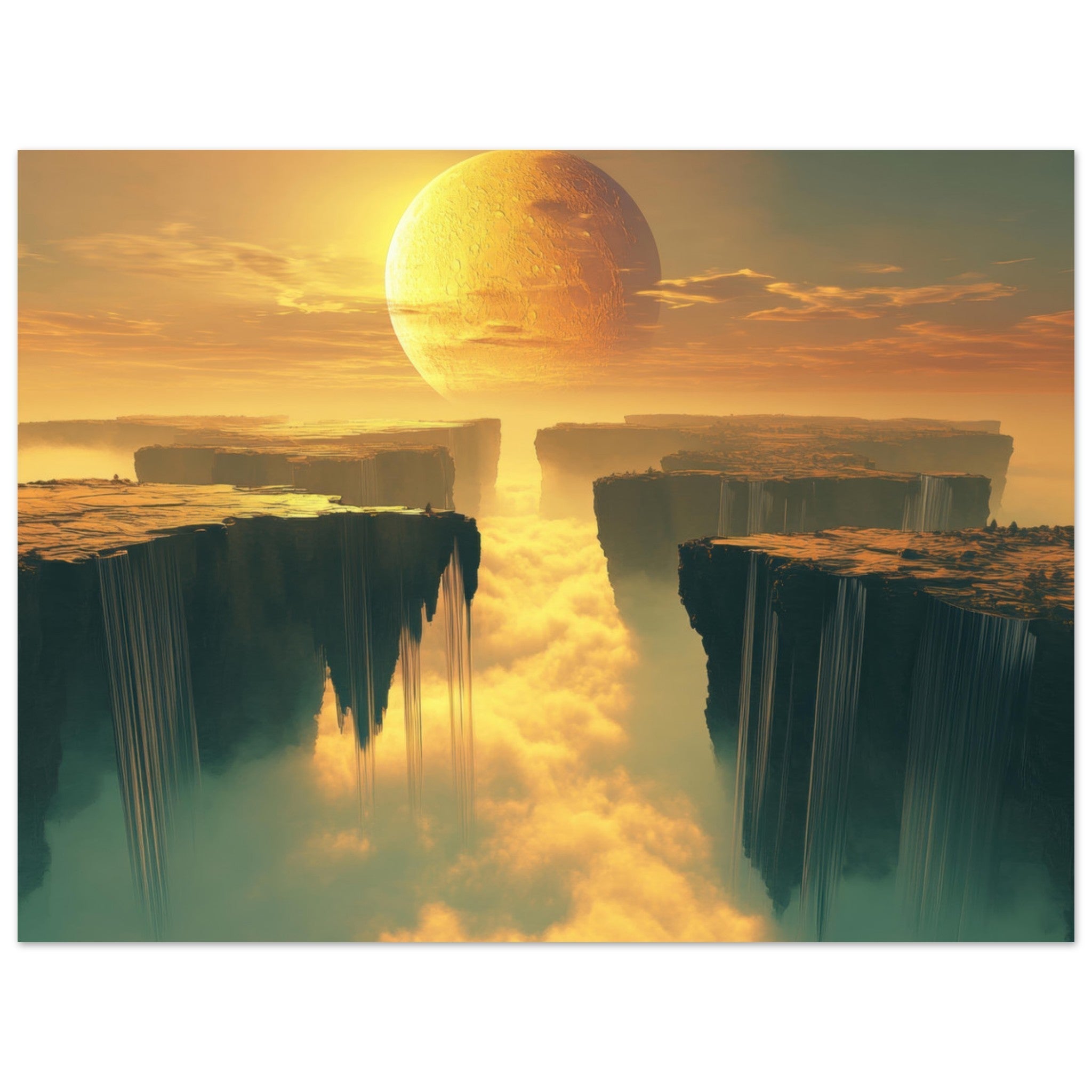 Aluminum Print Landscape - A vast dreamscape with levitating islands a mass 3 - Ai Art Force