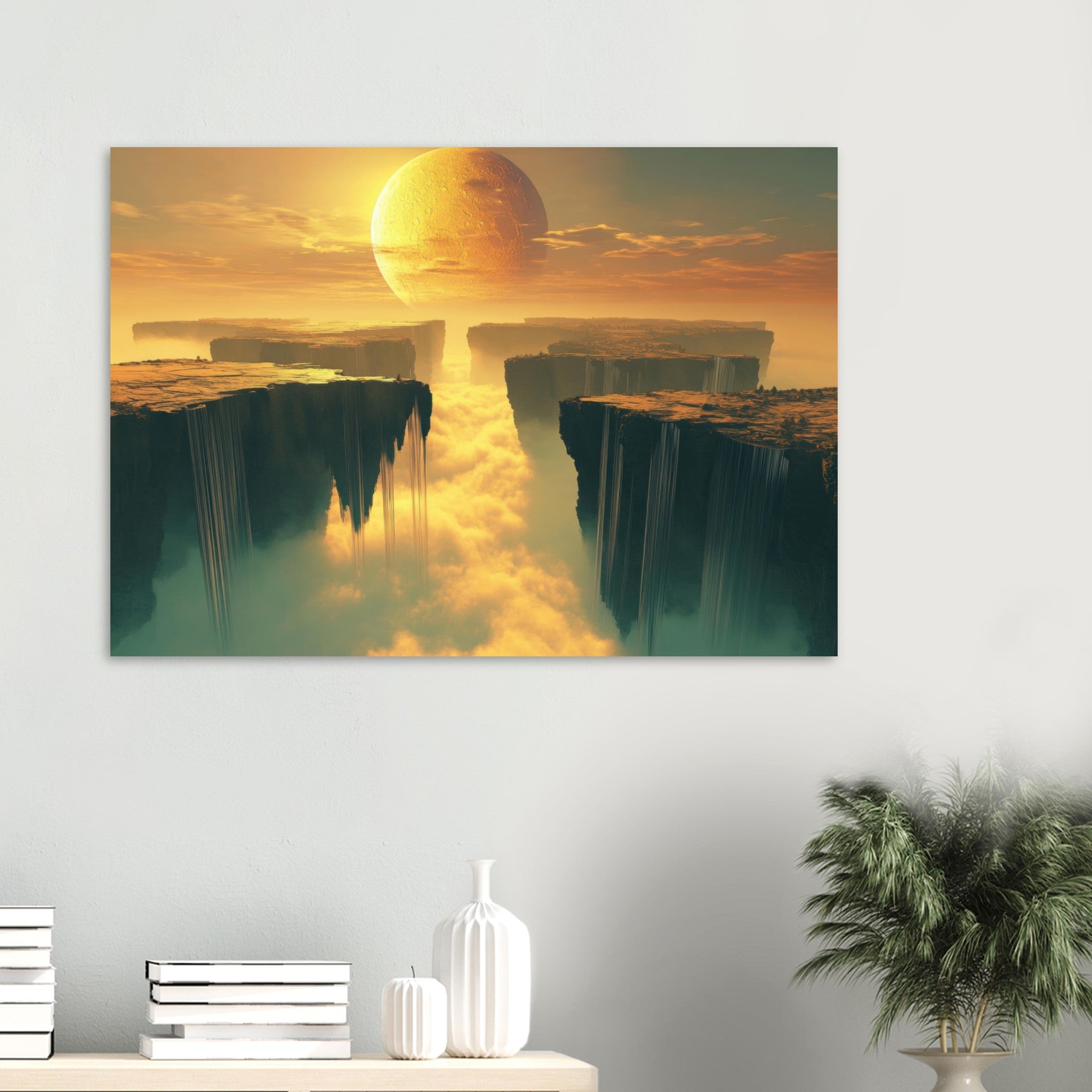 Aluminum Print Landscape - A vast dreamscape with levitating islands a mass 3 - Ai Art Force