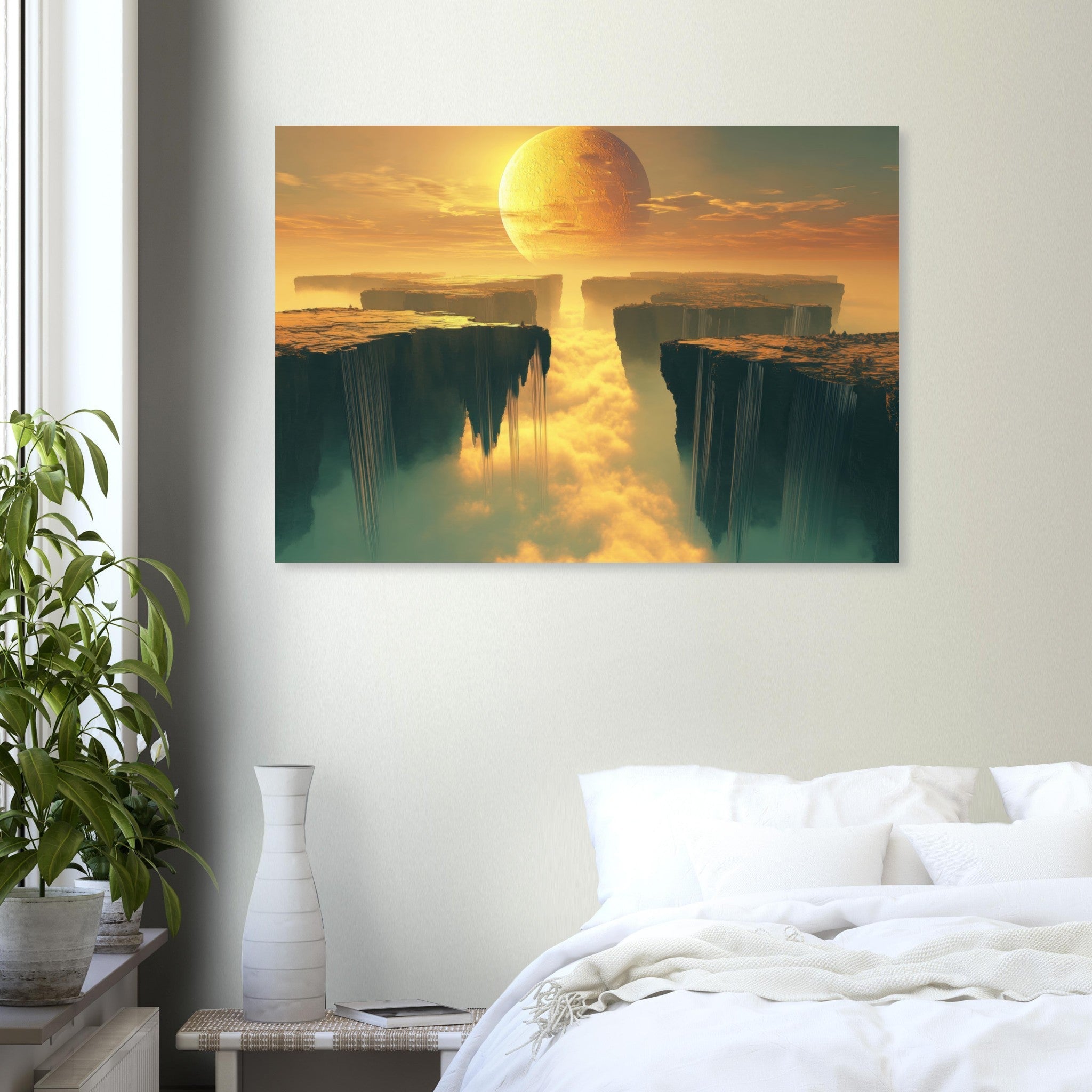 Aluminum Print Landscape - A vast dreamscape with levitating islands a mass 3 - Ai Art Force