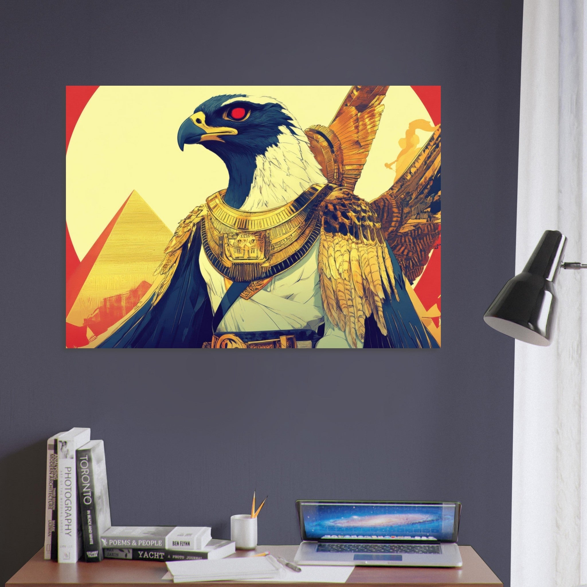 Aluminum Print Landscape - Ancient Egyptian Falcon God Horus A majestic far 3 - Shop Ai Art WebShop - Digital Art online Store