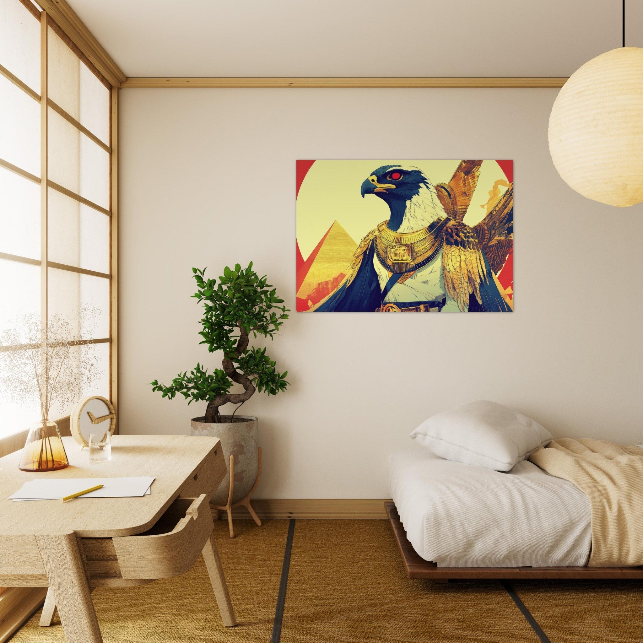 Aluminum Print Landscape - Ancient Egyptian Falcon God Horus A majestic far 3 - Shop Ai Art WebShop - Digital Art online Store