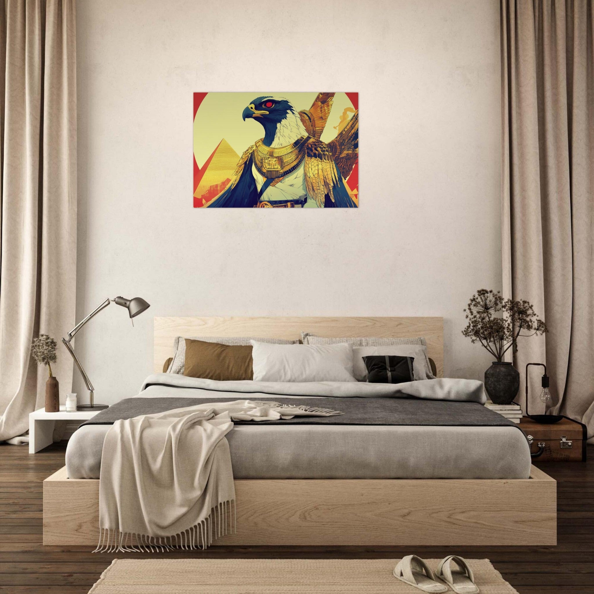 Aluminum Print Landscape - Ancient Egyptian Falcon God Horus A majestic far 3 - Shop Ai Art WebShop - Digital Art online Store