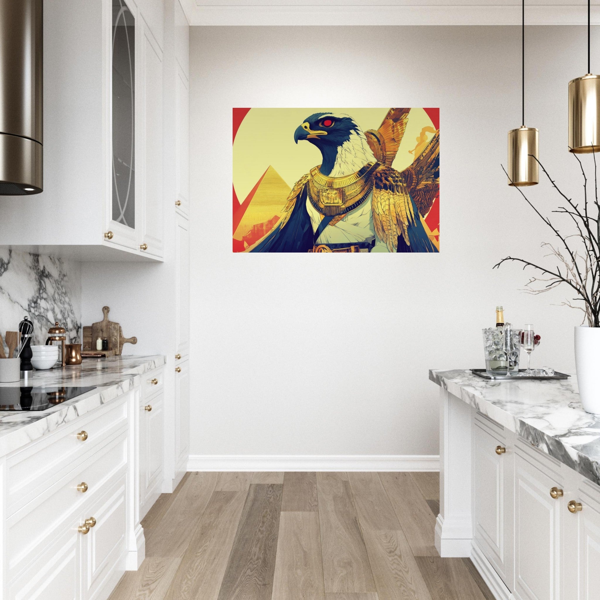 Aluminum Print Landscape - Ancient Egyptian Falcon God Horus A majestic far 3 - Shop Ai Art WebShop - Digital Art online Store