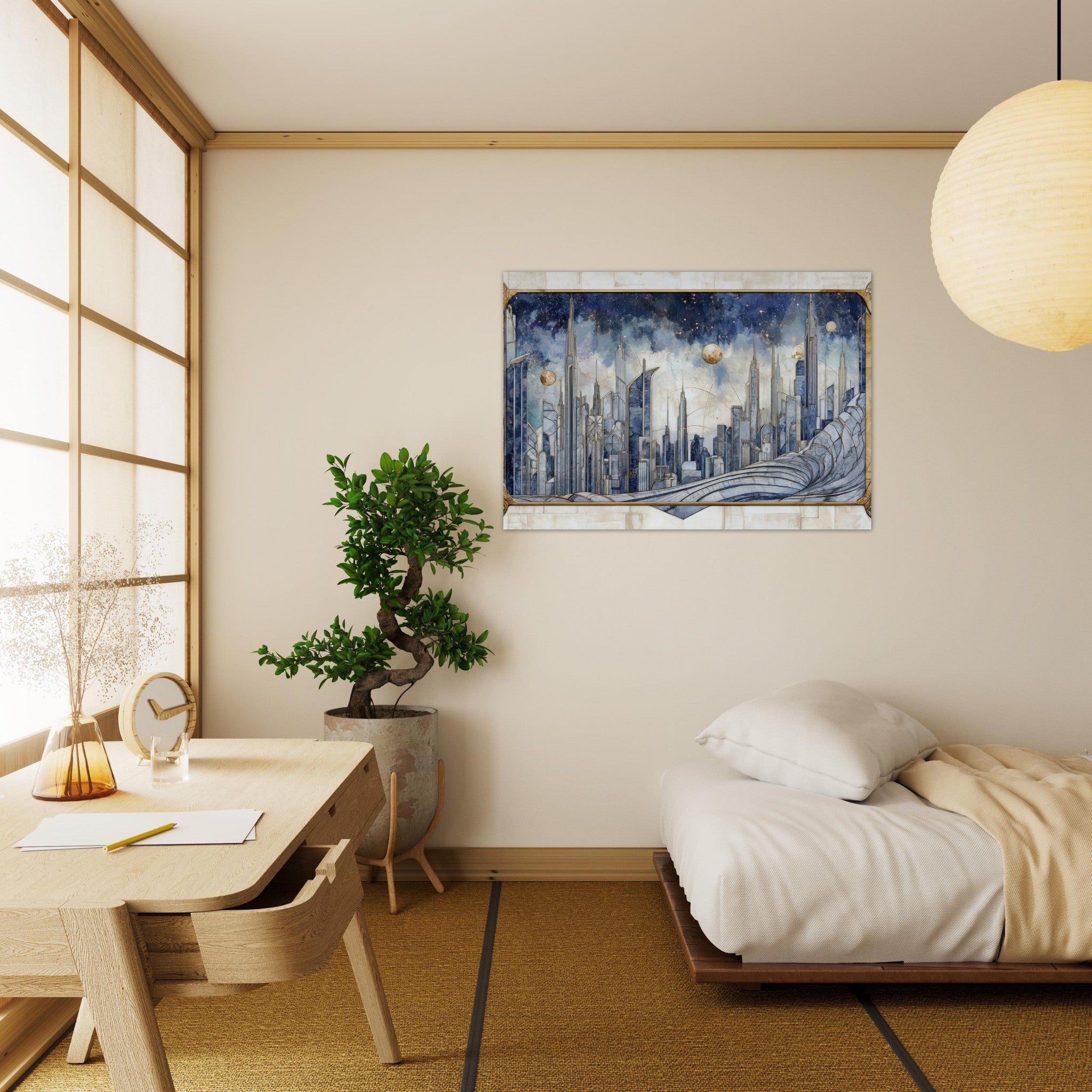 Aluminum Print Landscape - Architects of the Stars A stylized depiction - Shop Ai Art WebShop - Digital Art online Store