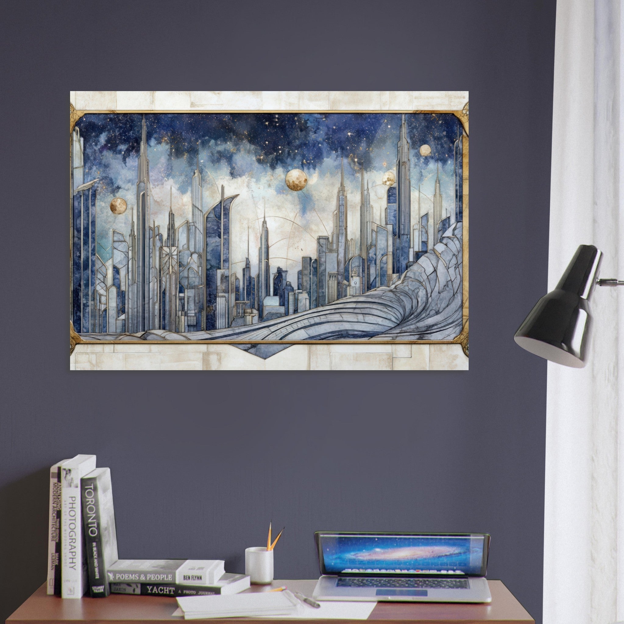 Aluminum Print Landscape - Architects of the Stars A stylized depiction - Shop Ai Art WebShop - Digital Art online Store