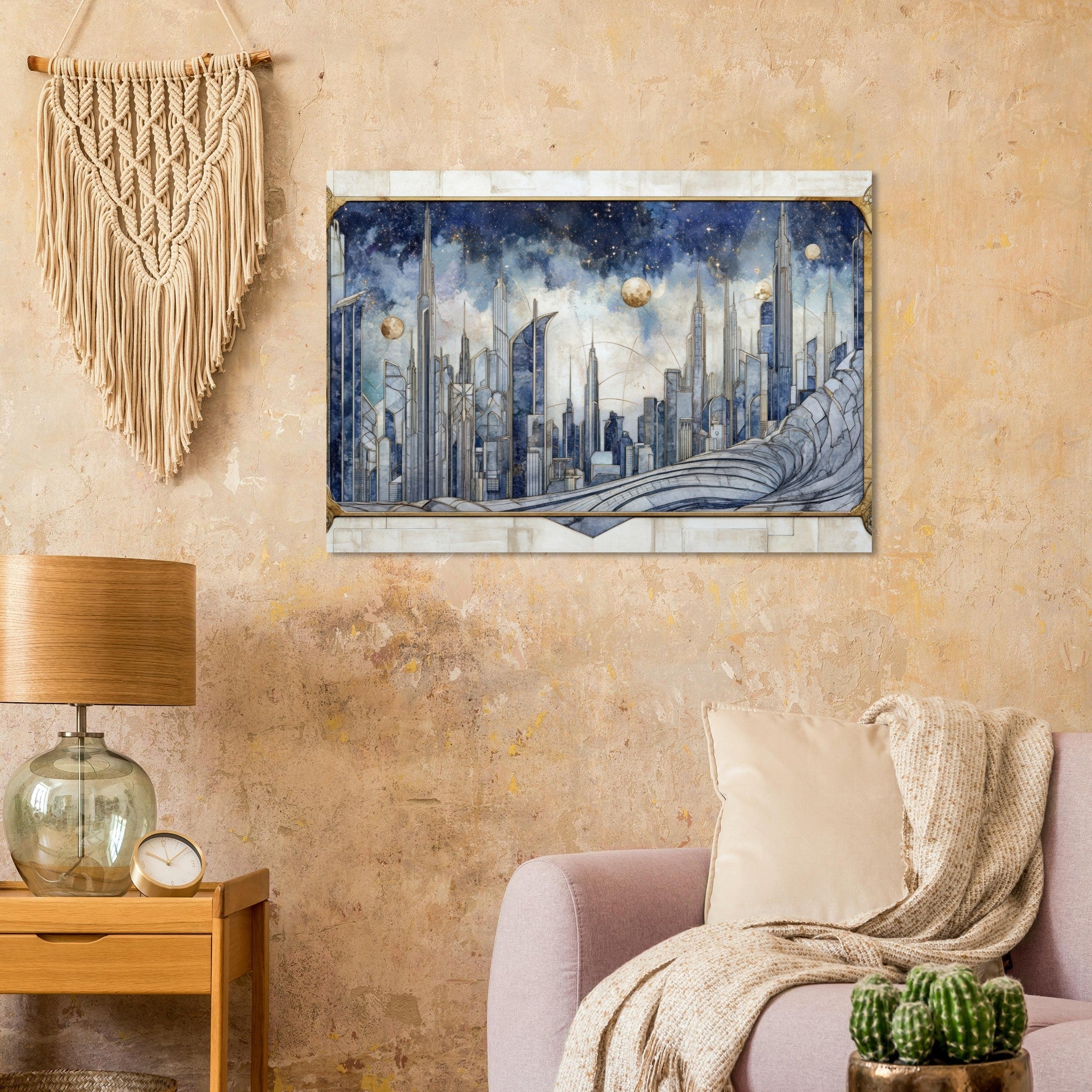 Aluminum Print Landscape - Architects of the Stars A stylized depiction - Shop Ai Art WebShop - Digital Art online Store