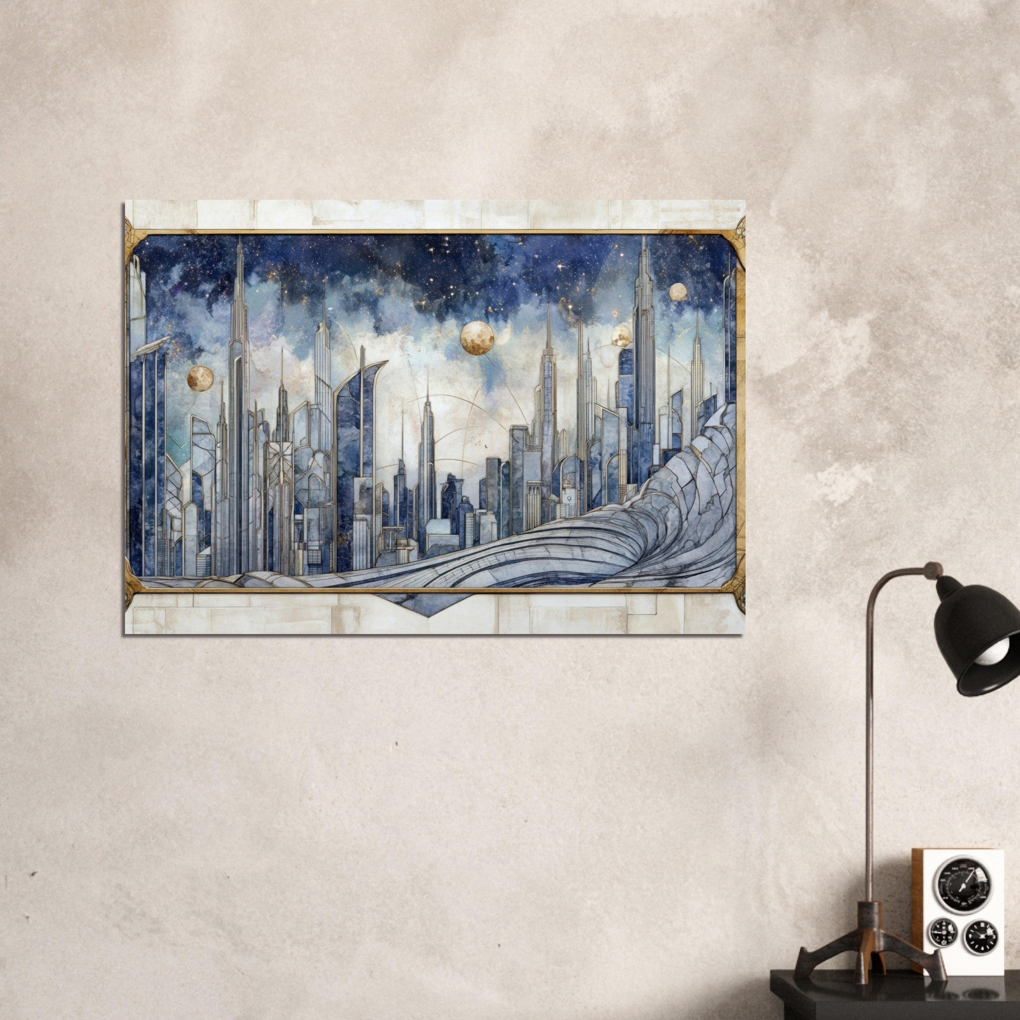 Aluminum Print Landscape - Architects of the Stars A stylized depiction - Shop Ai Art WebShop - Digital Art online Store