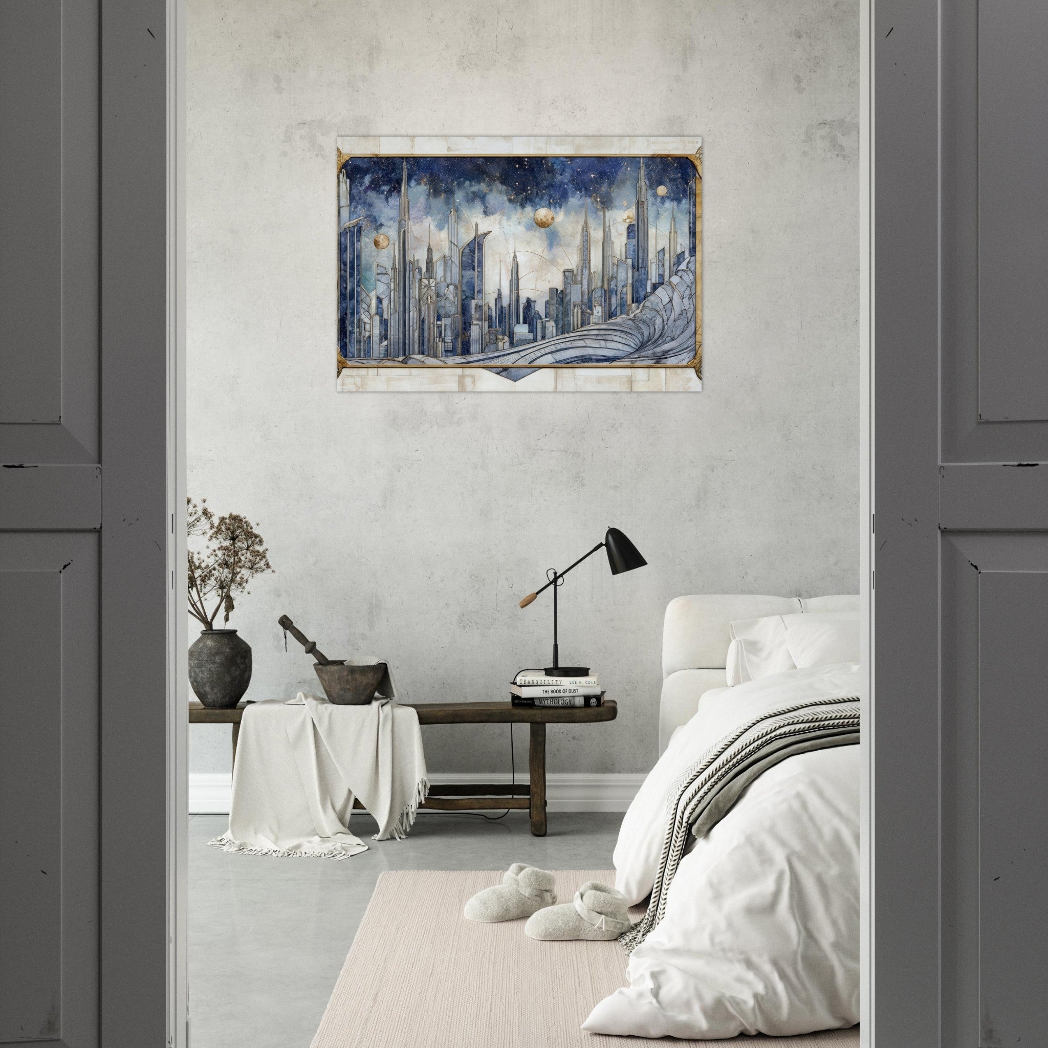 Aluminum Print Landscape - Architects of the Stars A stylized depiction - Shop Ai Art WebShop - Digital Art online Store