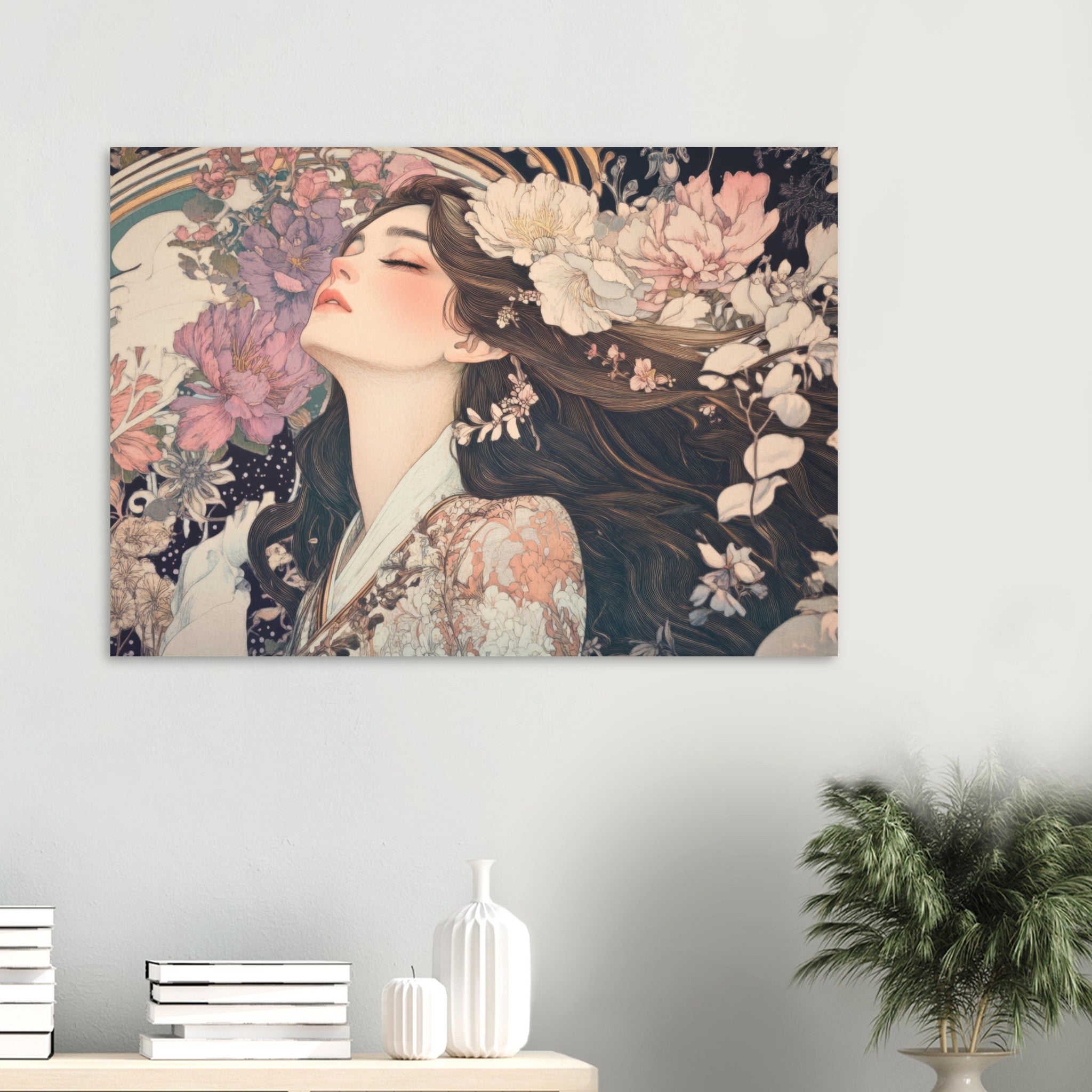 Aluminum Print Landscape - Art Nouveau Enchanted Garden An Art Nouveau inst 2 - Shop Ai Art WebShop - Digital Art online Store