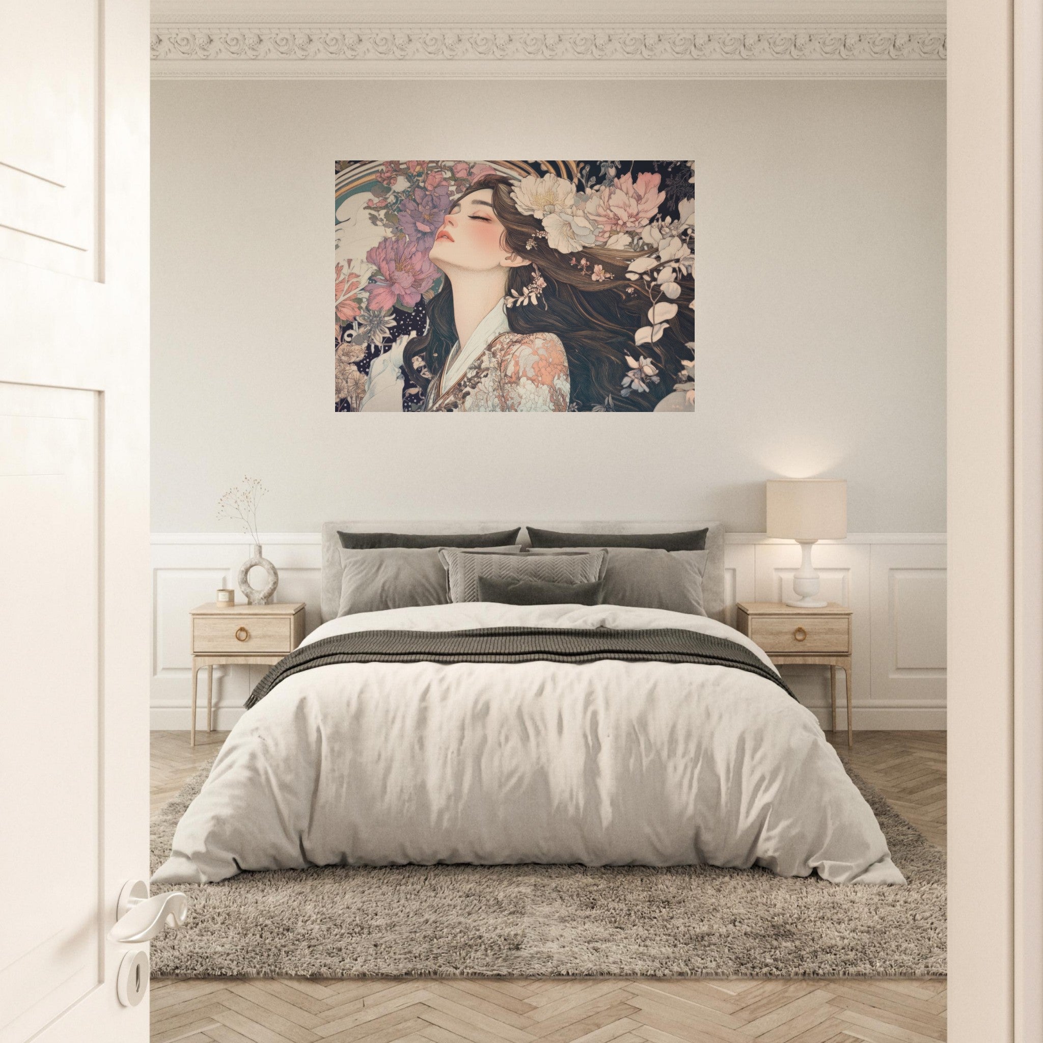 Aluminum Print Landscape - Art Nouveau Enchanted Garden An Art Nouveau inst 2 - Shop Ai Art WebShop - Digital Art online Store