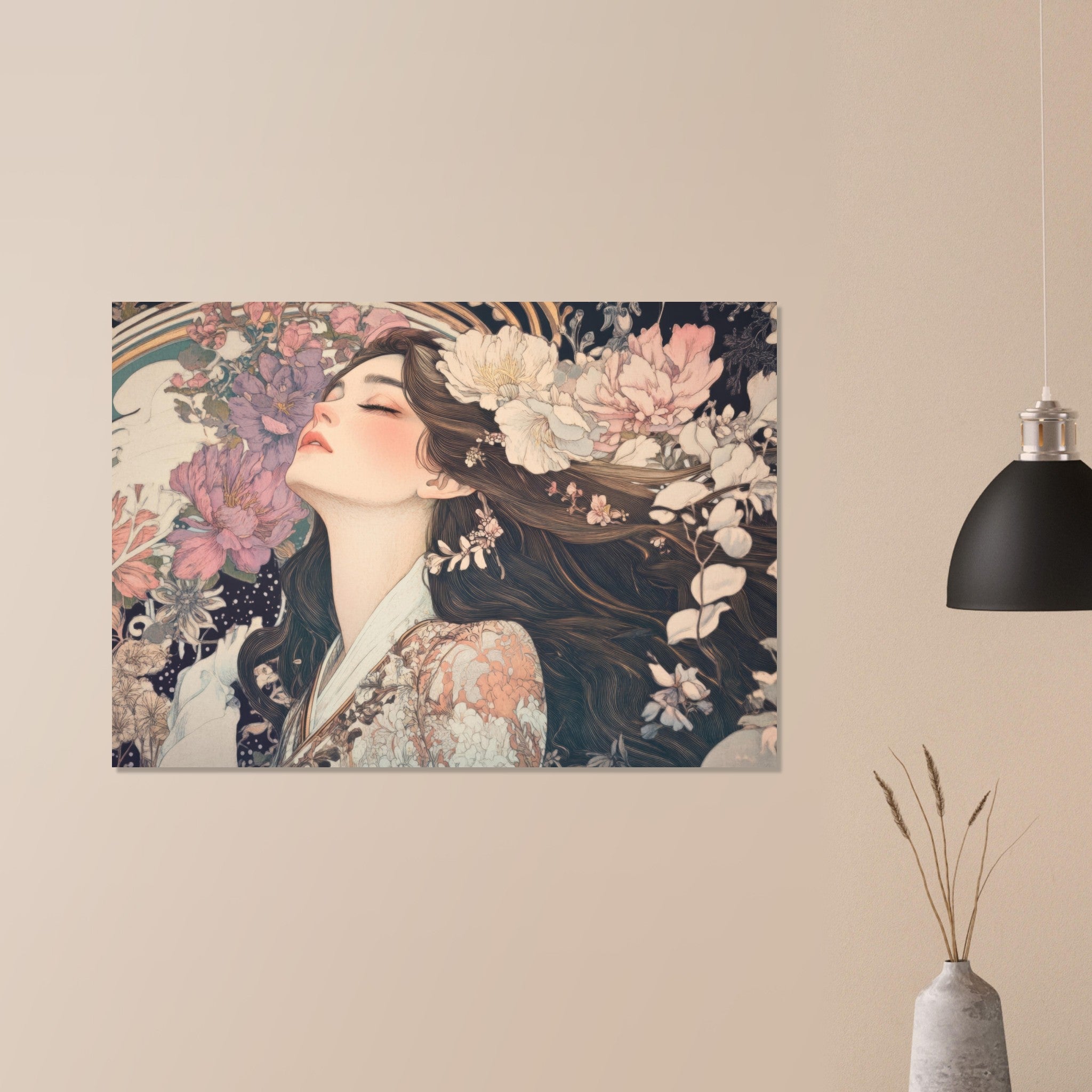 Aluminum Print Landscape - Art Nouveau Enchanted Garden An Art Nouveau inst 2 - Shop Ai Art WebShop - Digital Art online Store