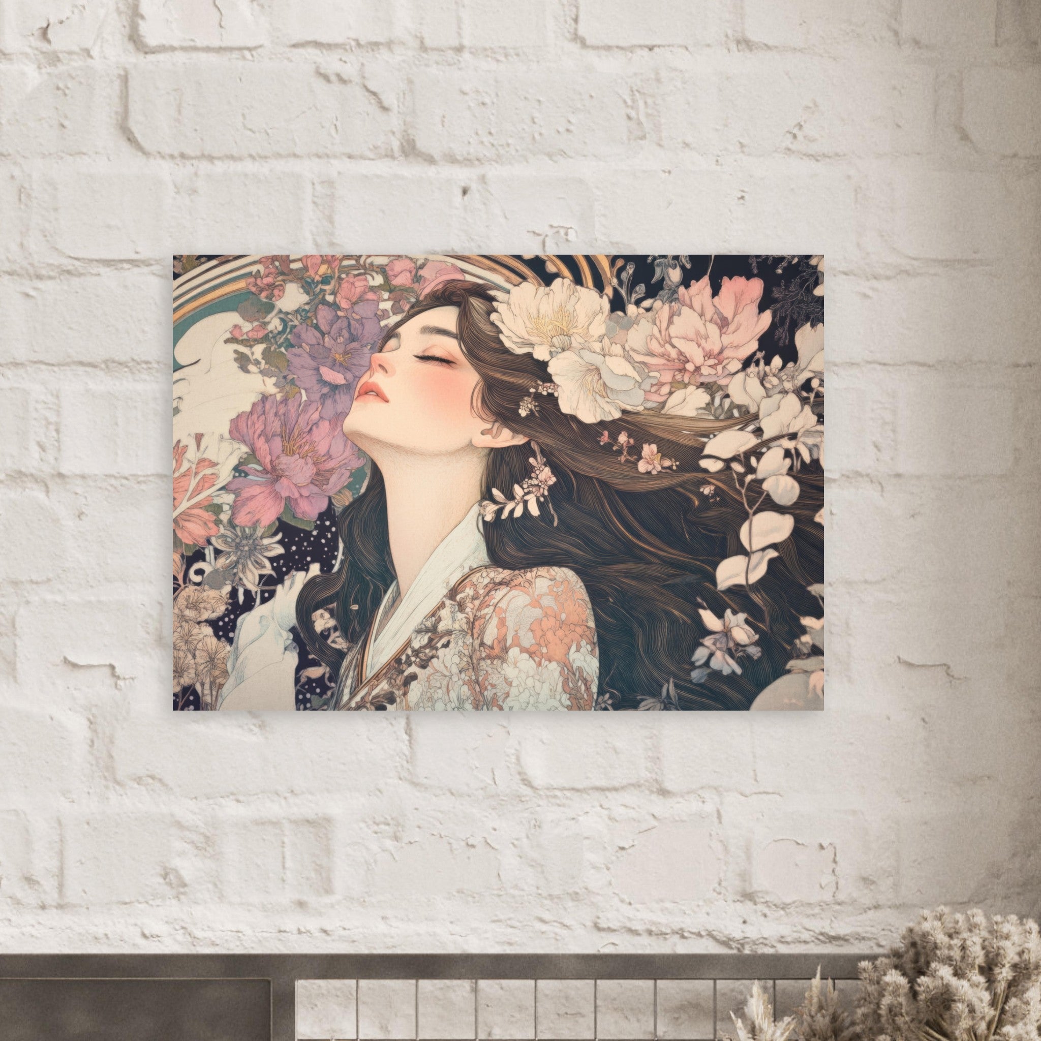 Aluminum Print Landscape - Art Nouveau Enchanted Garden An Art Nouveau inst 2 - Shop Ai Art WebShop - Digital Art online Store