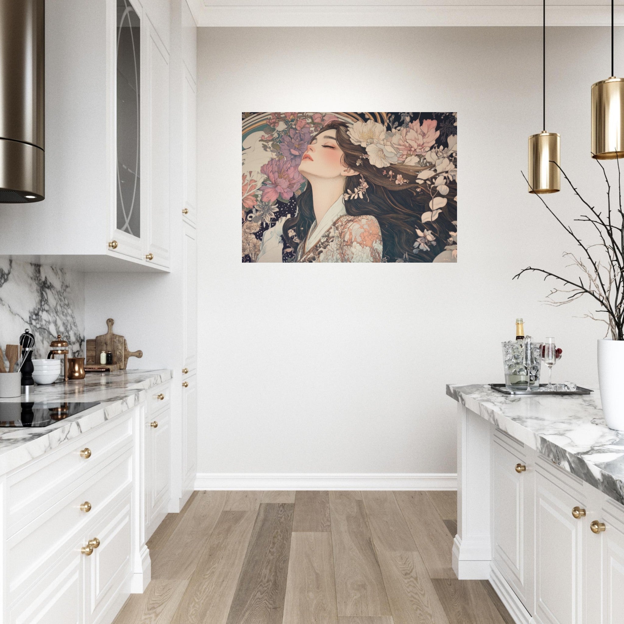 Aluminum Print Landscape - Art Nouveau Enchanted Garden An Art Nouveau inst 2 - Shop Ai Art WebShop - Digital Art online Store