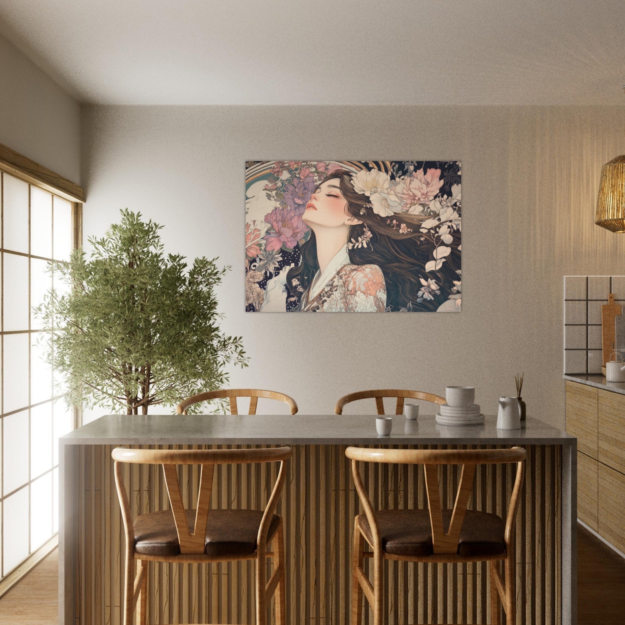 Aluminum Print Landscape - Art Nouveau Enchanted Garden An Art Nouveau inst 2 - Shop Ai Art WebShop - Digital Art online Store