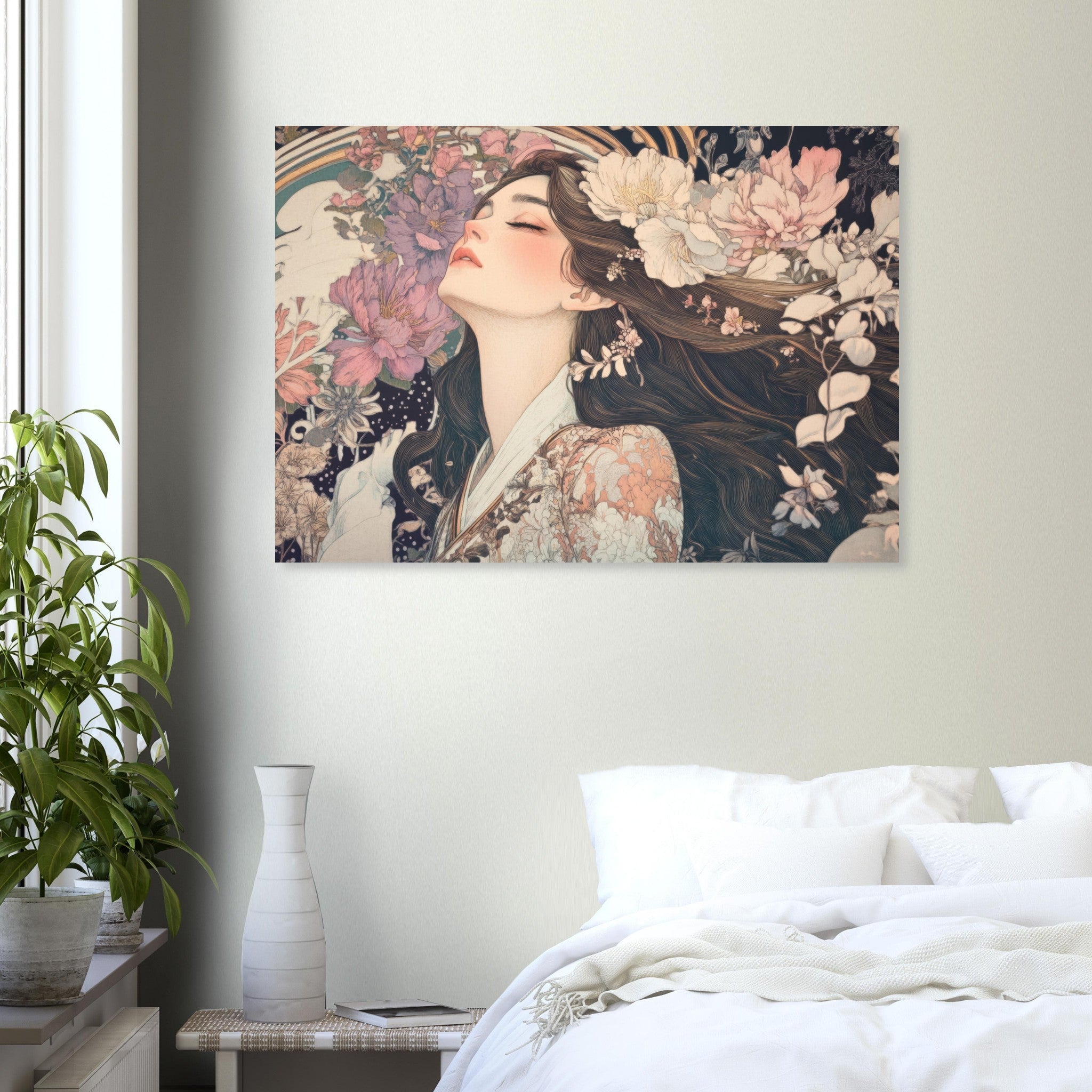 Aluminum Print Landscape - Art Nouveau Enchanted Garden An Art Nouveau inst 2 - Shop Ai Art WebShop - Digital Art online Store