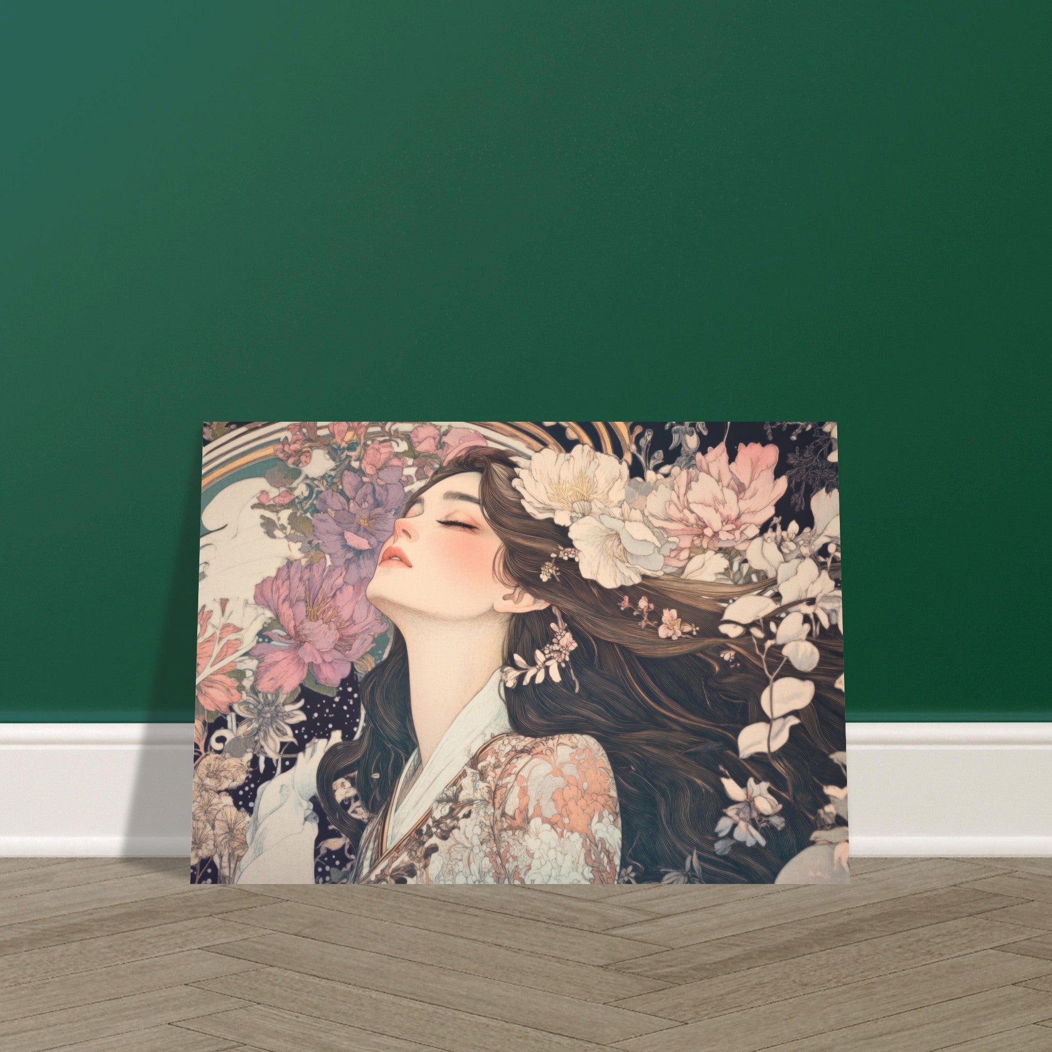 Aluminum Print Landscape - Art Nouveau Enchanted Garden An Art Nouveau inst 2 - Shop Ai Art WebShop - Digital Art online Store