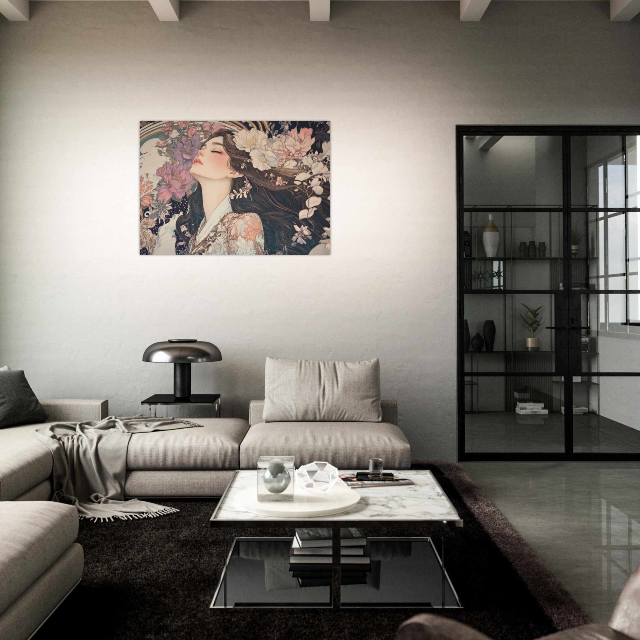 Aluminum Print Landscape - Art Nouveau Enchanted Garden An Art Nouveau inst 2 - Shop Ai Art WebShop - Digital Art online Store