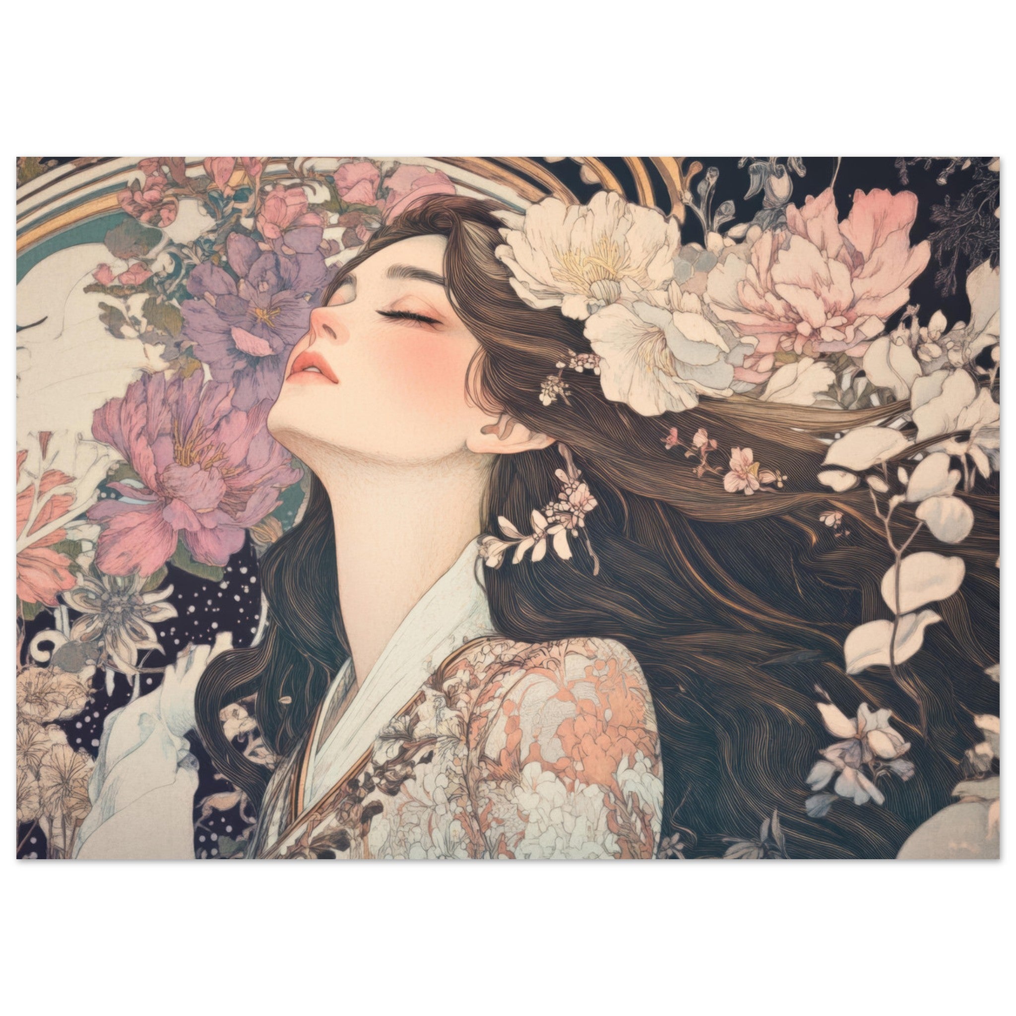 Aluminum Print Landscape - Art Nouveau Enchanted Garden An Art Nouveau inst 2 - Shop Ai Art WebShop - Digital Art online Store