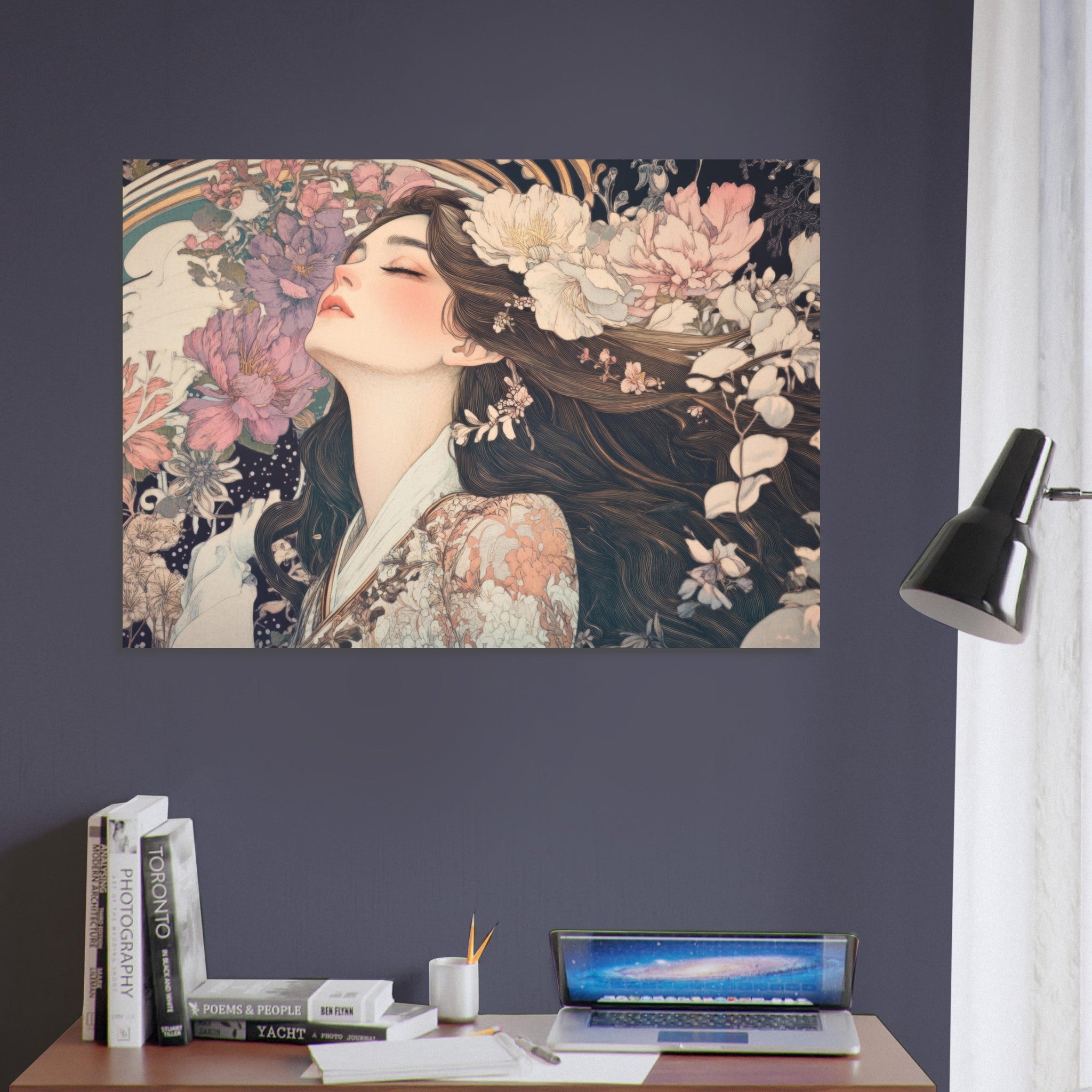 Aluminum Print Landscape - Art Nouveau Enchanted Garden An Art Nouveau inst 2 - Shop Ai Art WebShop - Digital Art online Store