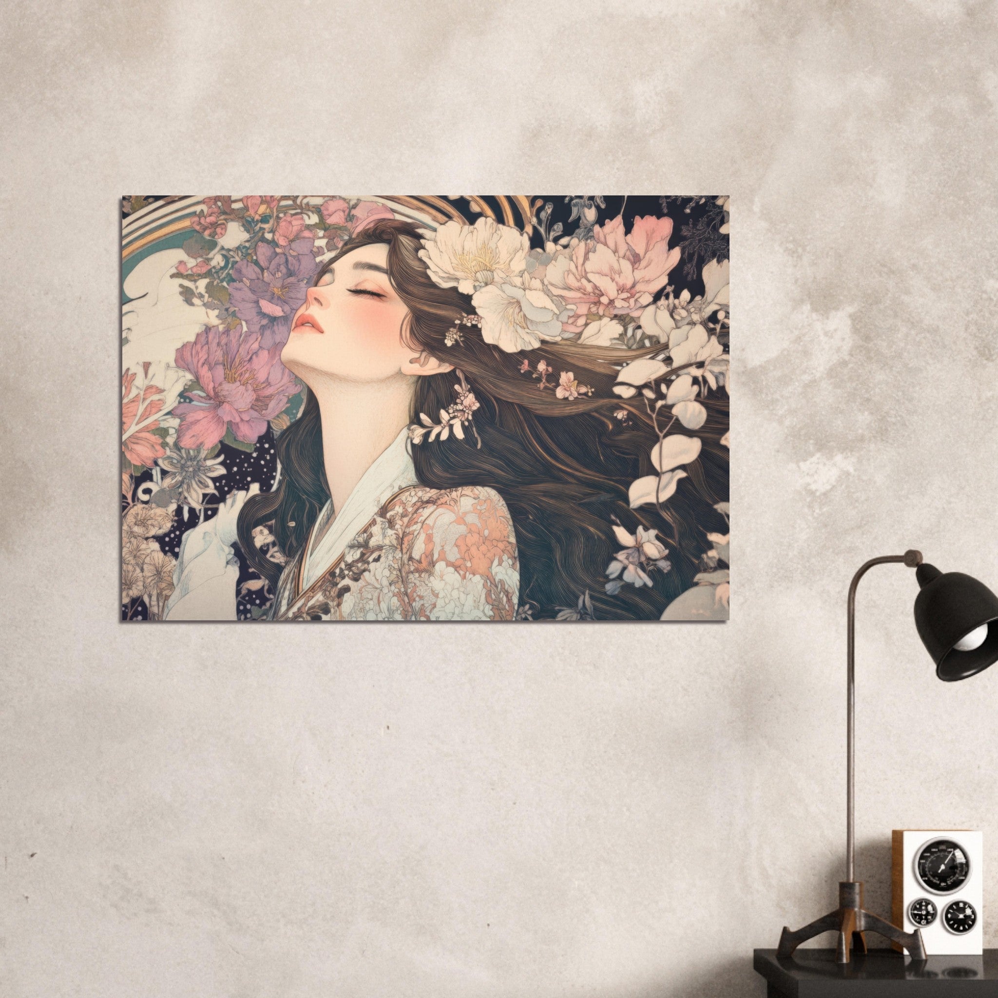 Aluminum Print Landscape - Art Nouveau Enchanted Garden An Art Nouveau inst 2 - Shop Ai Art WebShop - Digital Art online Store