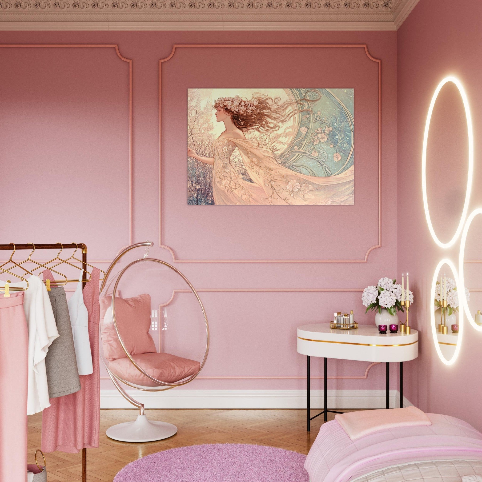 Aluminum Print Landscape - Art Nouveau Enchanted Garden An Art Nouveau inst 6 - Shop Ai Art WebShop - Digital Art online Store