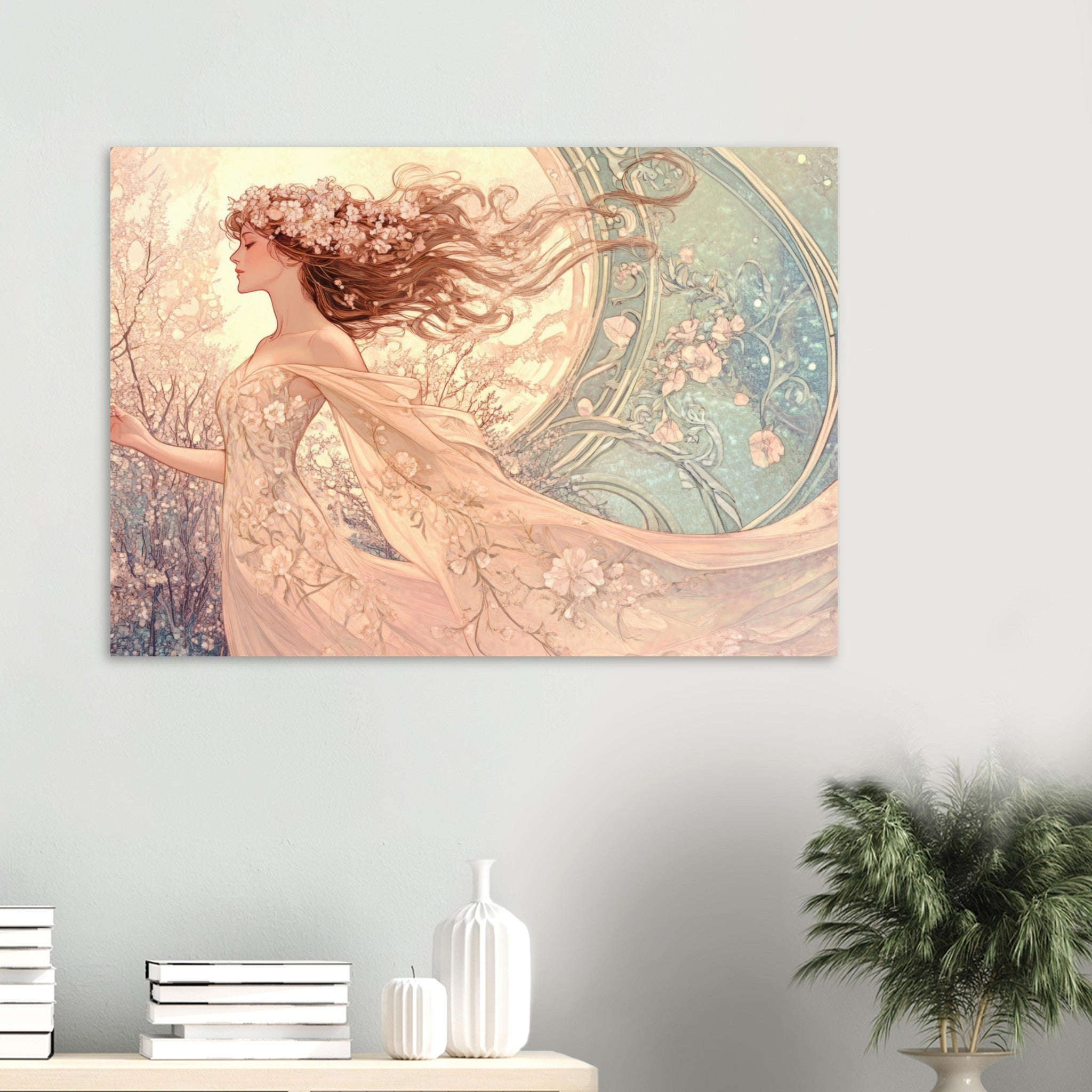 Aluminum Print Landscape - Art Nouveau Enchanted Garden An Art Nouveau inst 6 - Shop Ai Art WebShop - Digital Art online Store