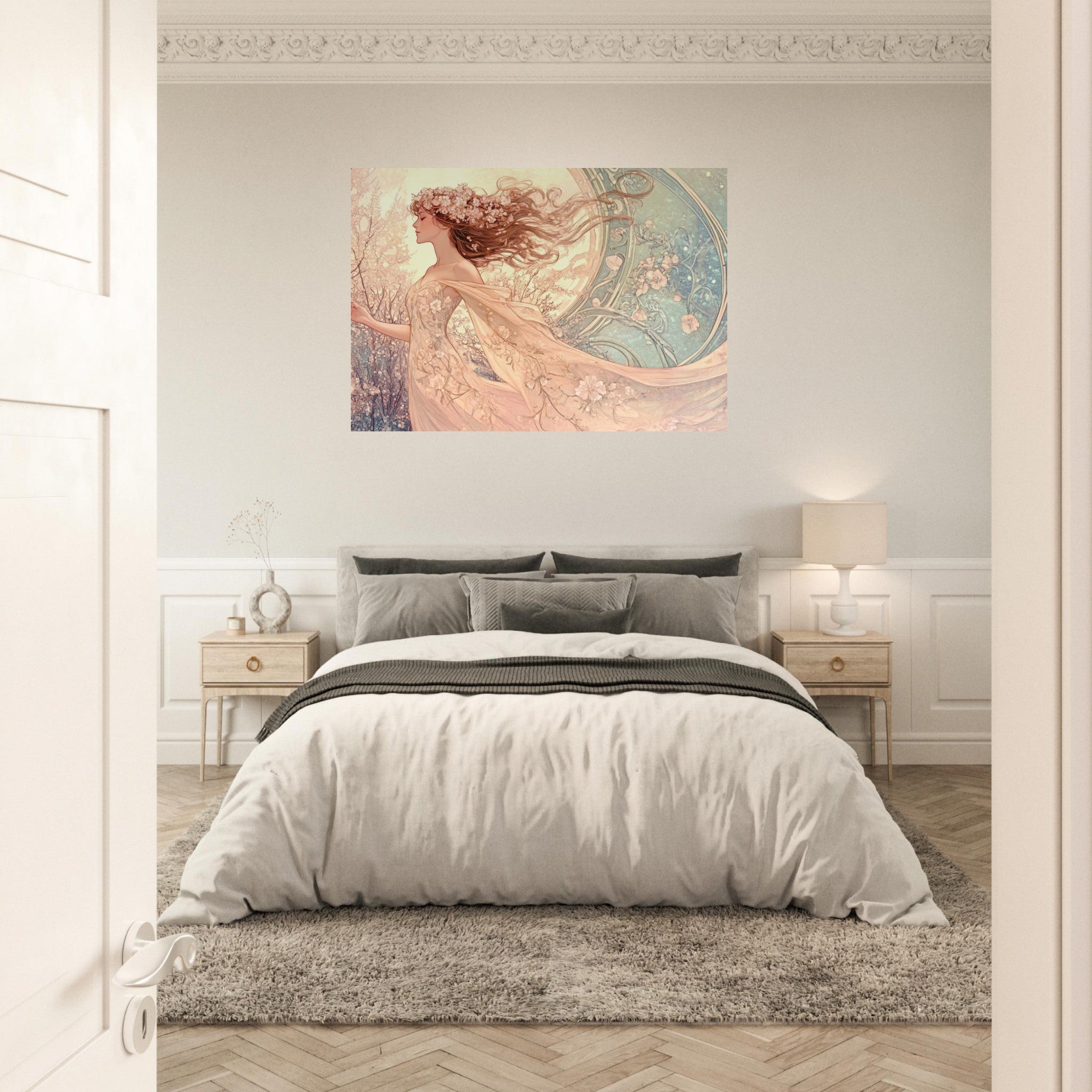 Aluminum Print Landscape - Art Nouveau Enchanted Garden An Art Nouveau inst 6 - Shop Ai Art WebShop - Digital Art online Store