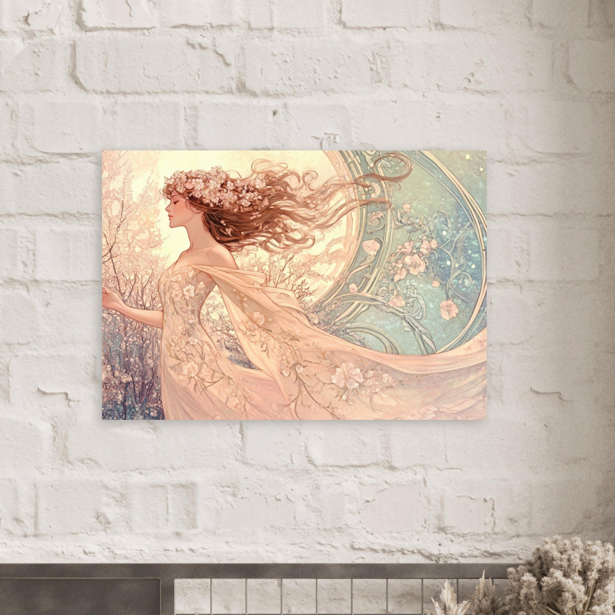 Aluminum Print Landscape - Art Nouveau Enchanted Garden An Art Nouveau inst 6 - Shop Ai Art WebShop - Digital Art online Store