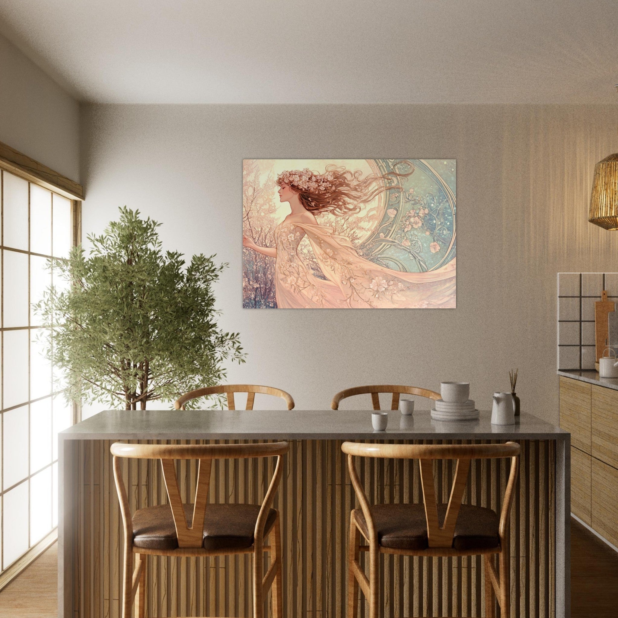 Aluminum Print Landscape - Art Nouveau Enchanted Garden An Art Nouveau inst 6 - Shop Ai Art WebShop - Digital Art online Store