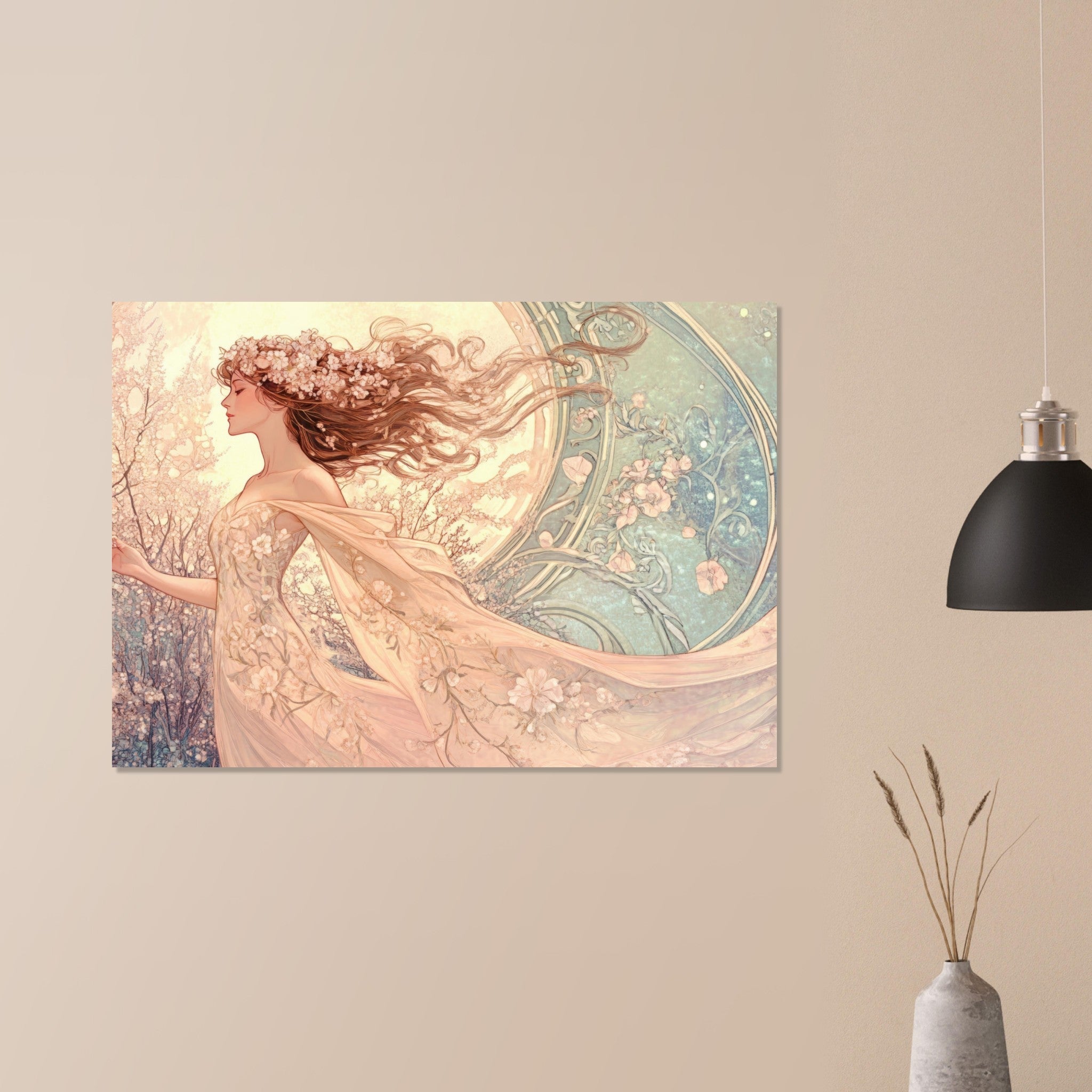 Aluminum Print Landscape - Art Nouveau Enchanted Garden An Art Nouveau inst 6 - Shop Ai Art WebShop - Digital Art online Store