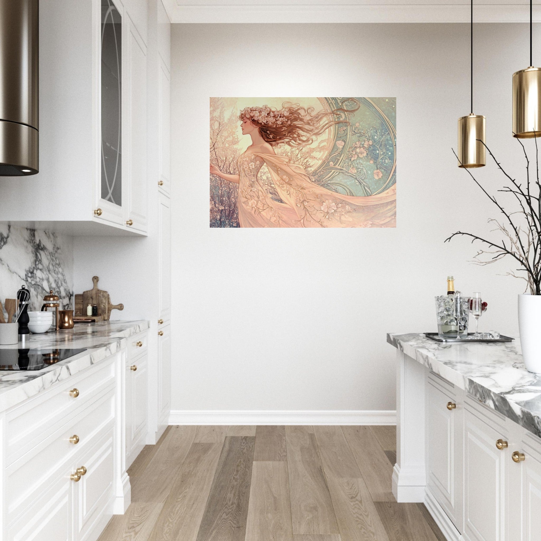 Aluminum Print Landscape - Art Nouveau Enchanted Garden An Art Nouveau inst 6 - Shop Ai Art WebShop - Digital Art online Store