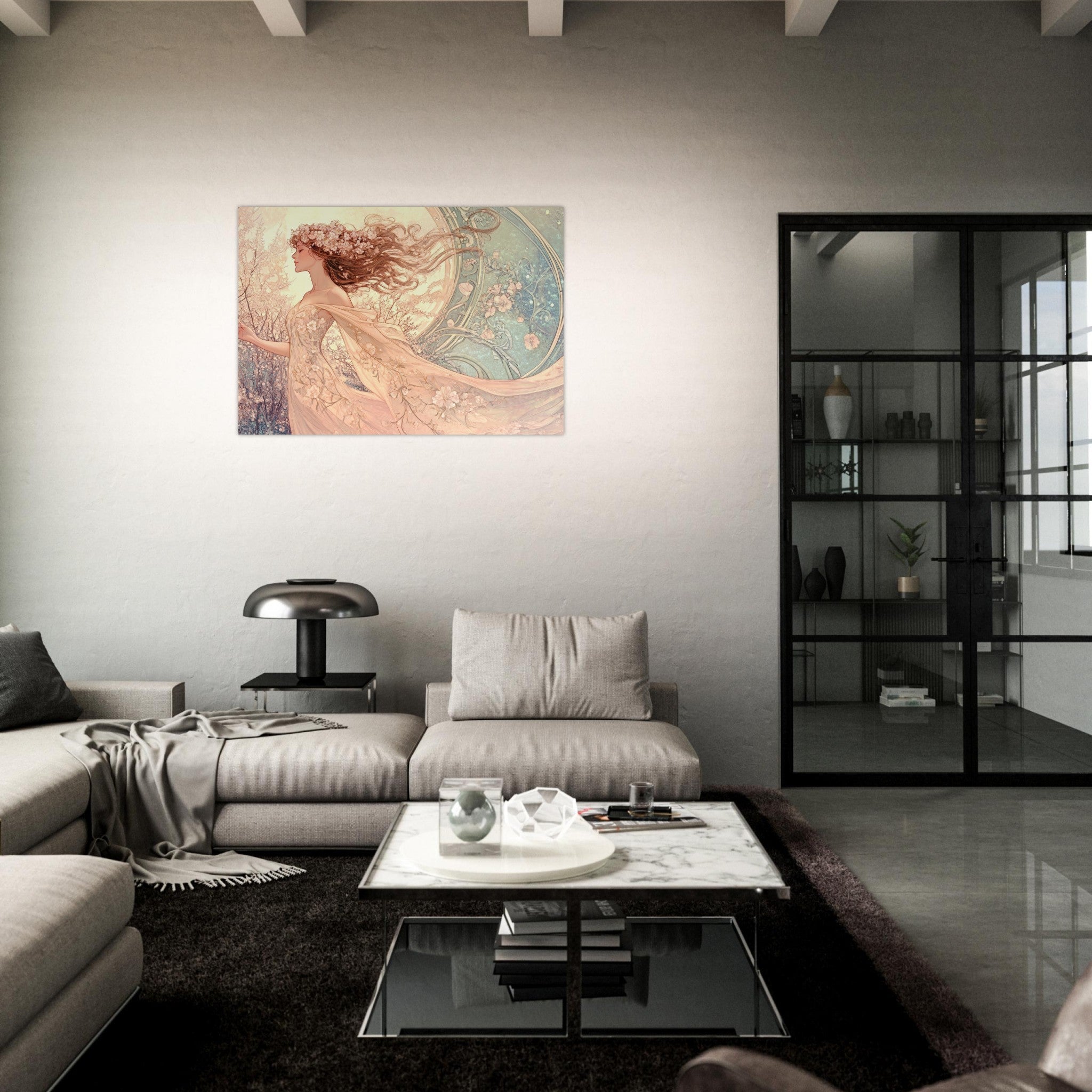 Aluminum Print Landscape - Art Nouveau Enchanted Garden An Art Nouveau inst 6 - Shop Ai Art WebShop - Digital Art online Store