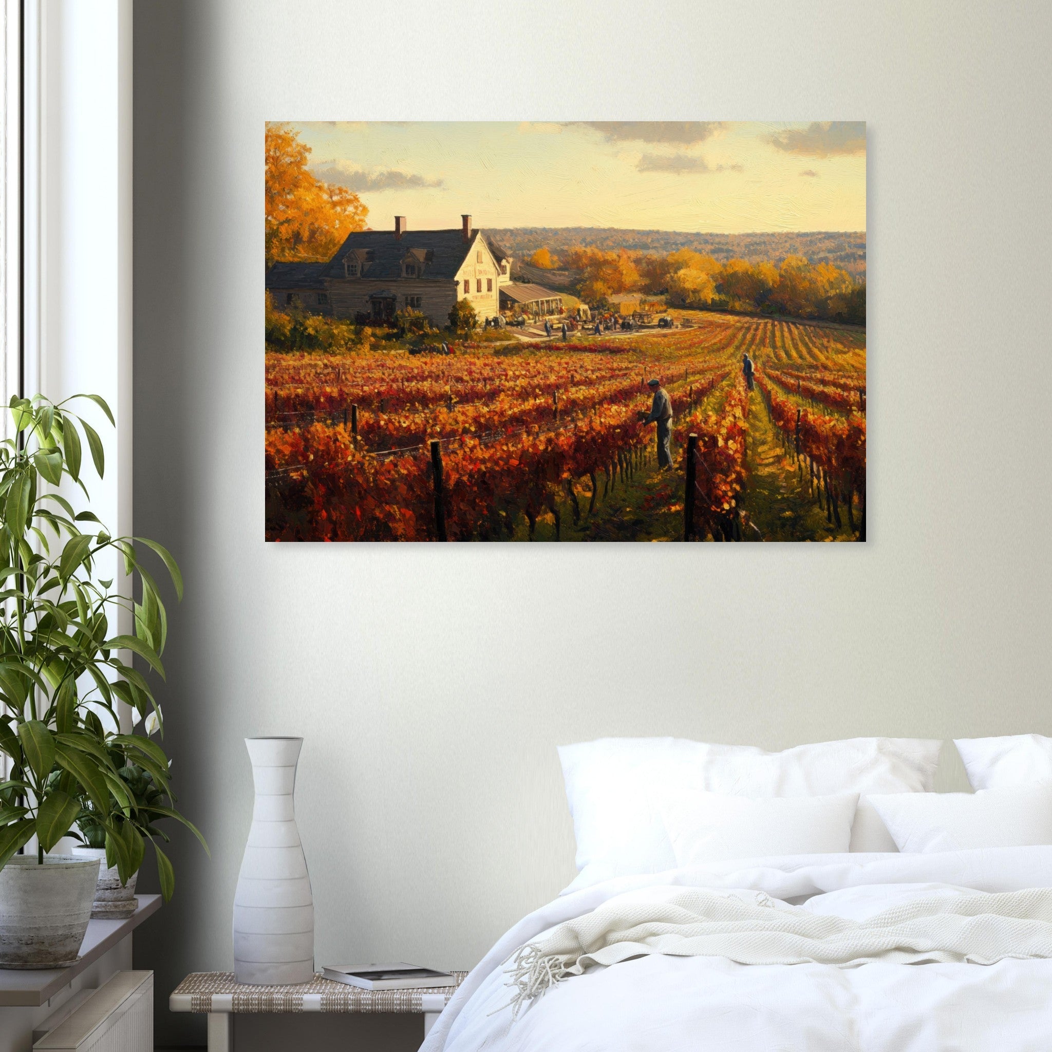 Aluminum Print Landscape - Autumn Vineyard Harvest A picturesque vineyards 3 - Shop Ai Art WebShop - Digital Art online Store