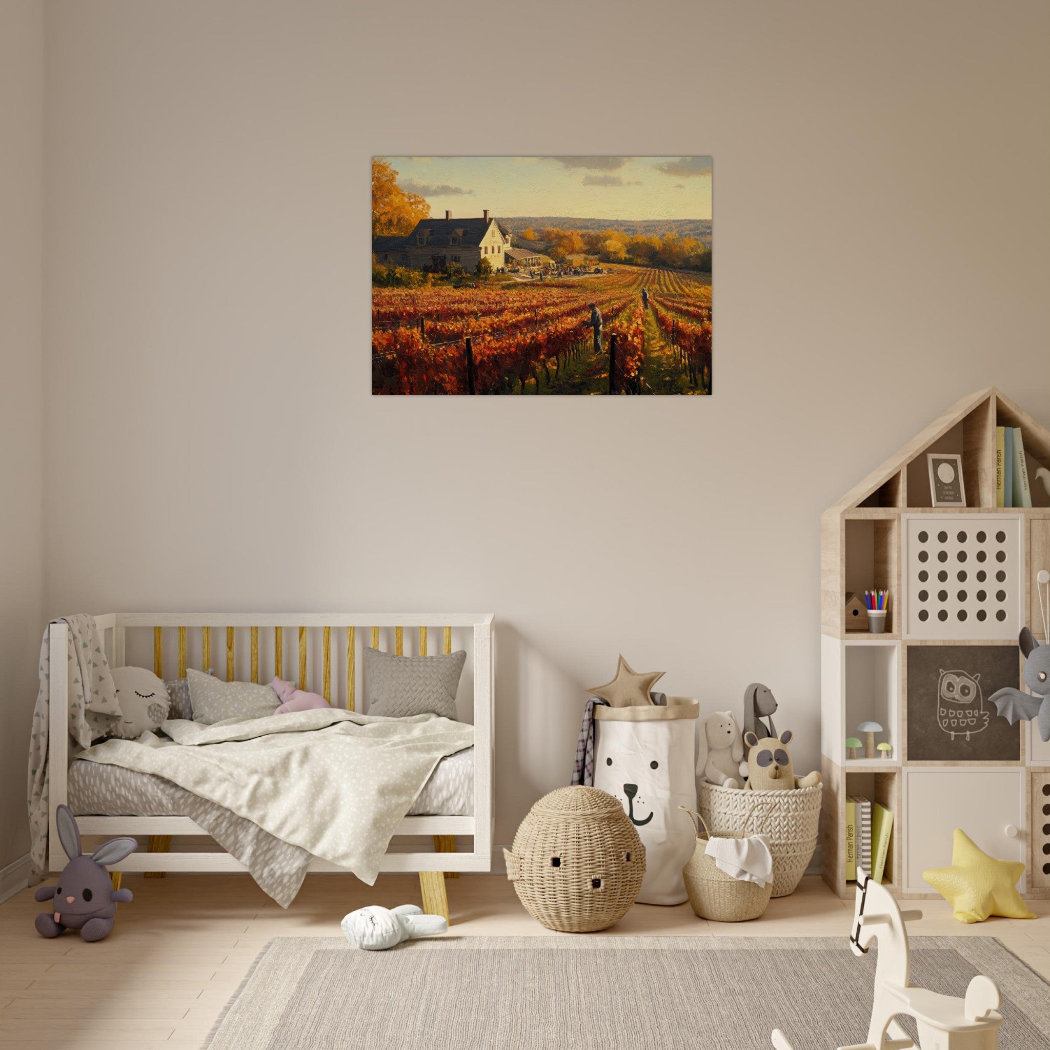 Aluminum Print Landscape - Autumn Vineyard Harvest A picturesque vineyards 3 - Shop Ai Art WebShop - Digital Art online Store