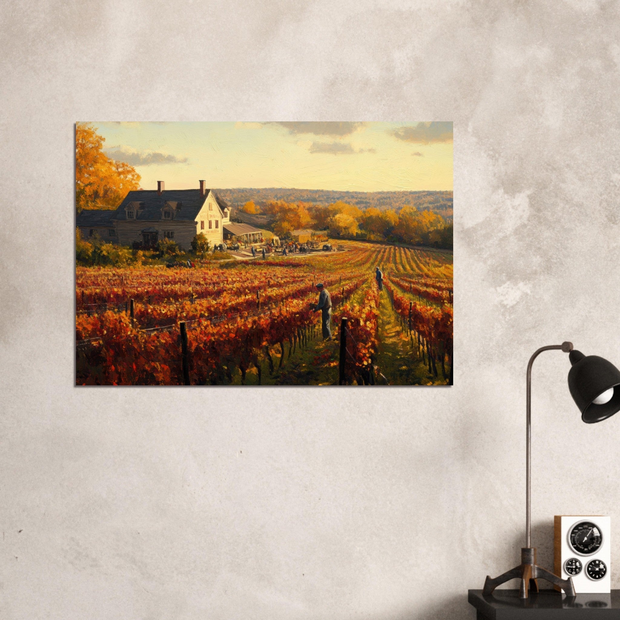 Aluminum Print Landscape - Autumn Vineyard Harvest A picturesque vineyards 3 - Shop Ai Art WebShop - Digital Art online Store