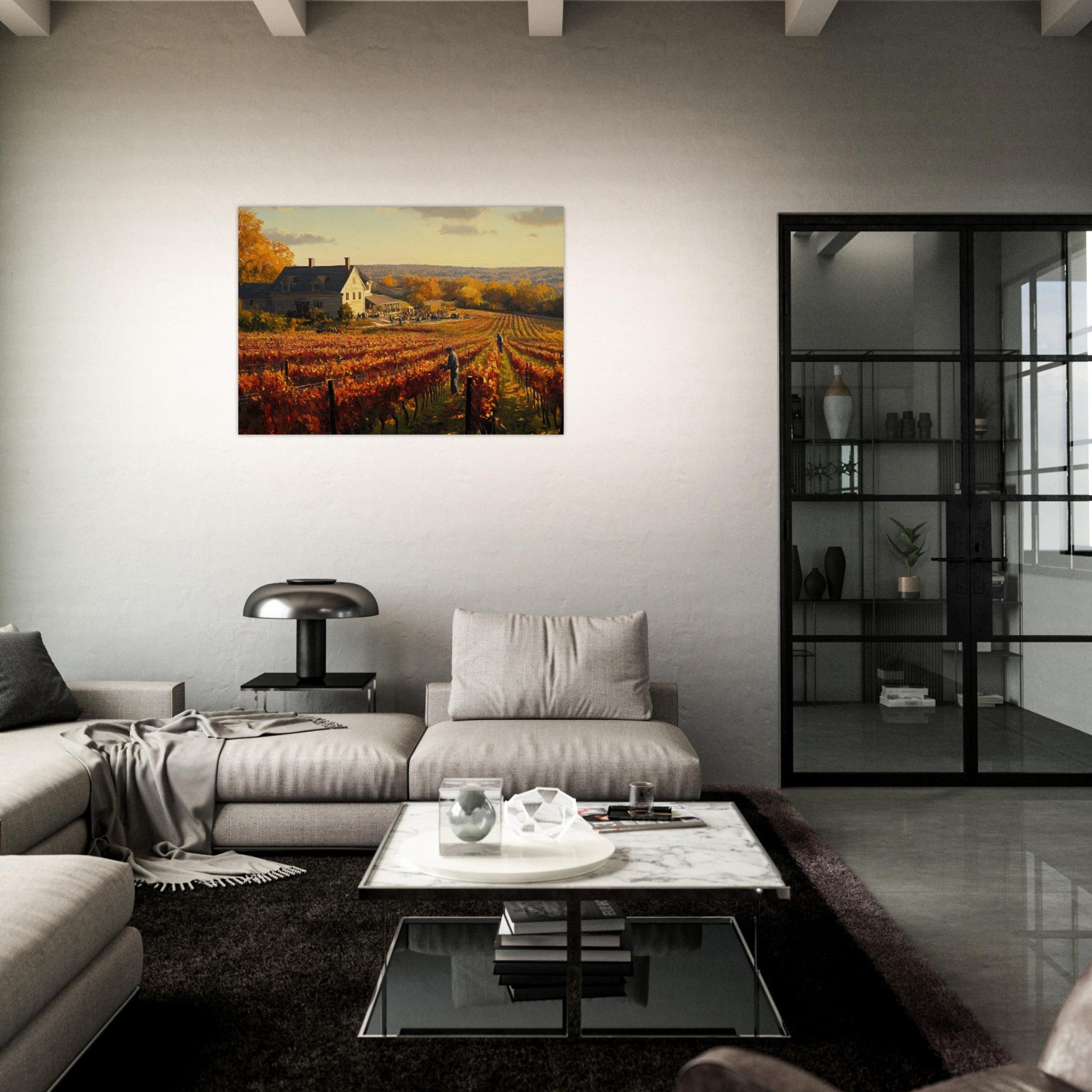 Aluminum Print Landscape - Autumn Vineyard Harvest A picturesque vineyards 3 - Shop Ai Art WebShop - Digital Art online Store