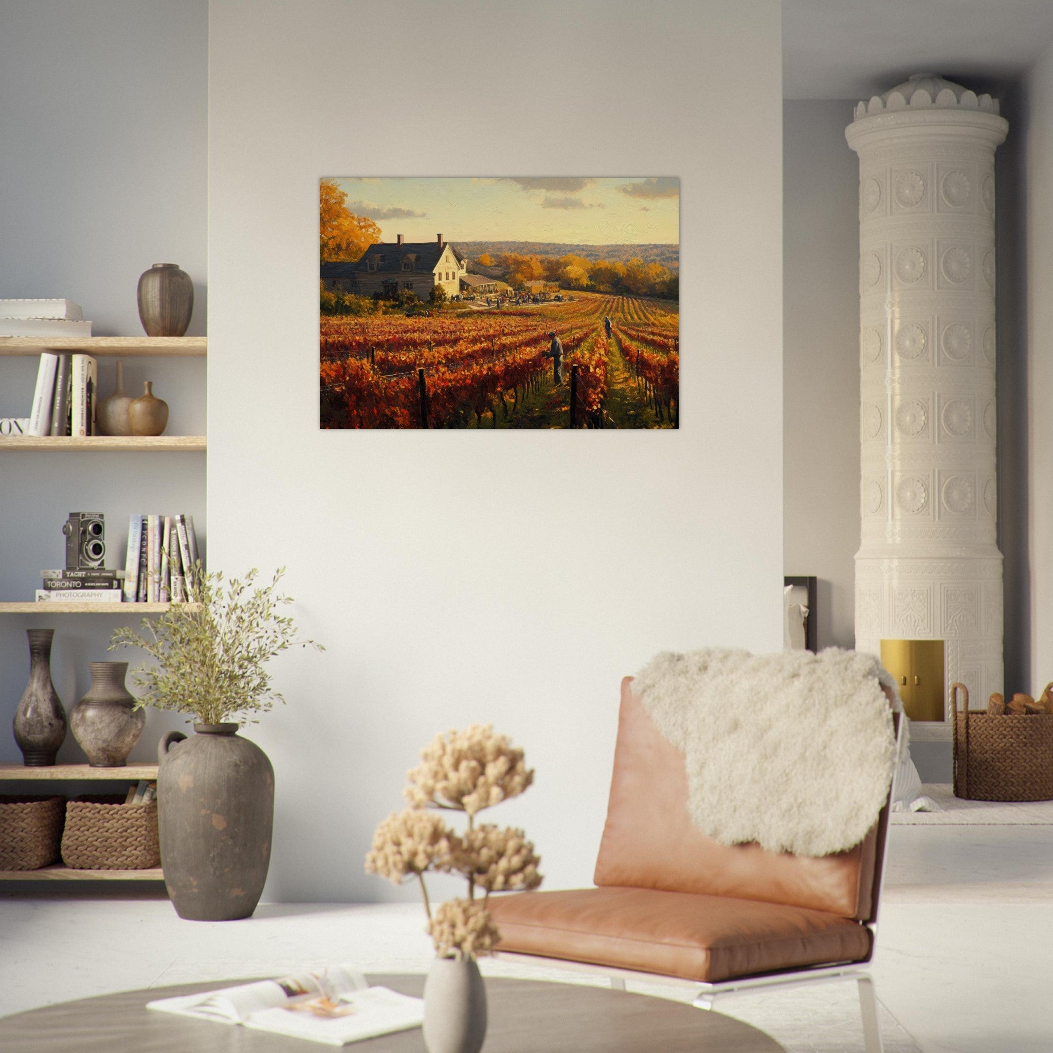 Aluminum Print Landscape - Autumn Vineyard Harvest A picturesque vineyards 3 - Shop Ai Art WebShop - Digital Art online Store