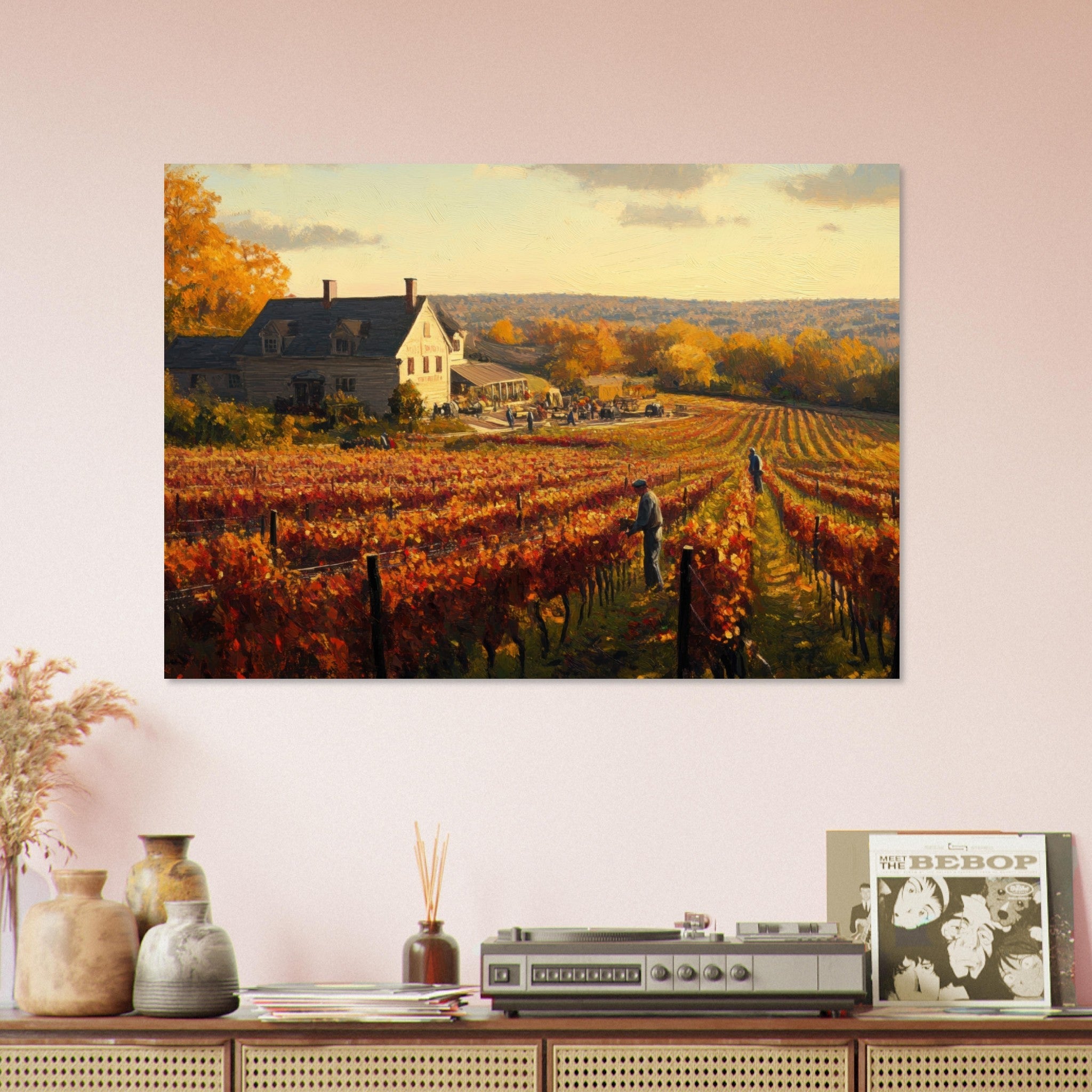 Aluminum Print Landscape - Autumn Vineyard Harvest A picturesque vineyards 3 - Shop Ai Art WebShop - Digital Art online Store
