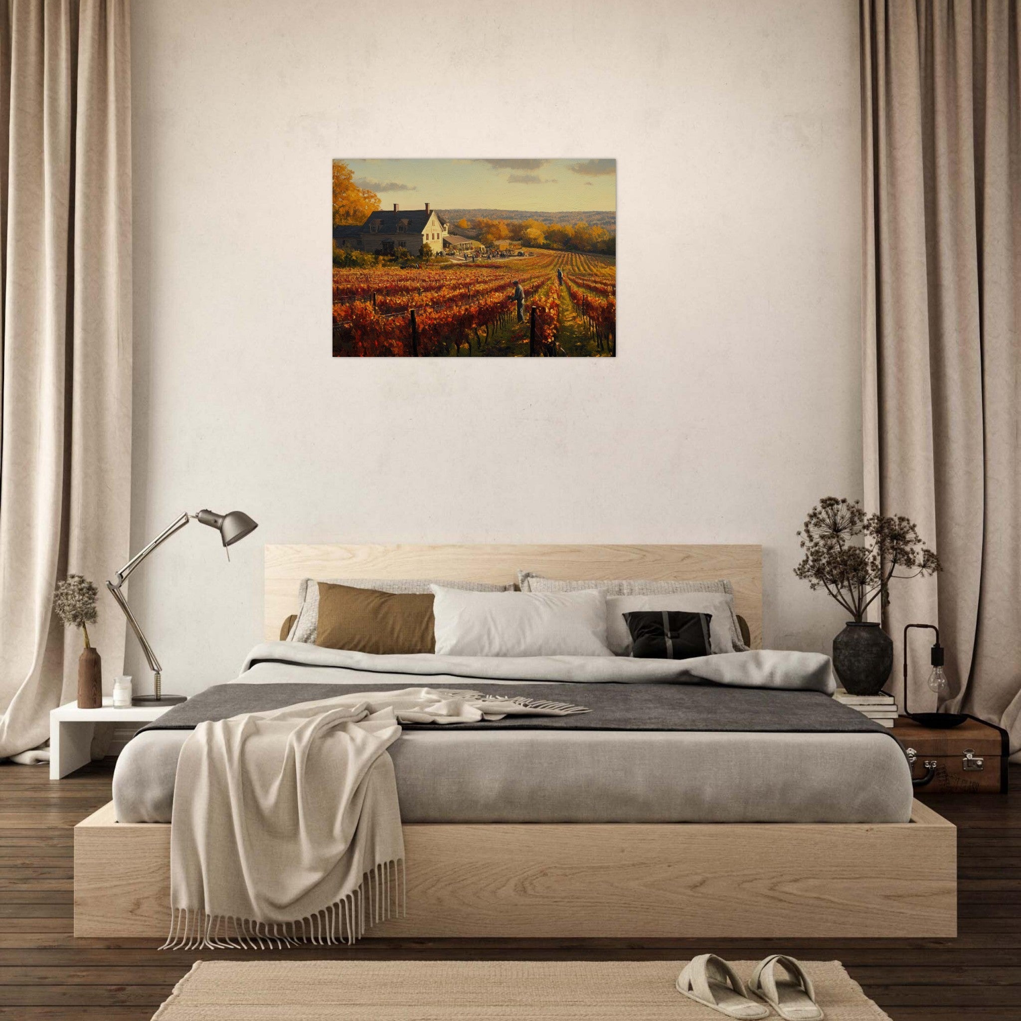 Aluminum Print Landscape - Autumn Vineyard Harvest A picturesque vineyards 3 - Shop Ai Art WebShop - Digital Art online Store
