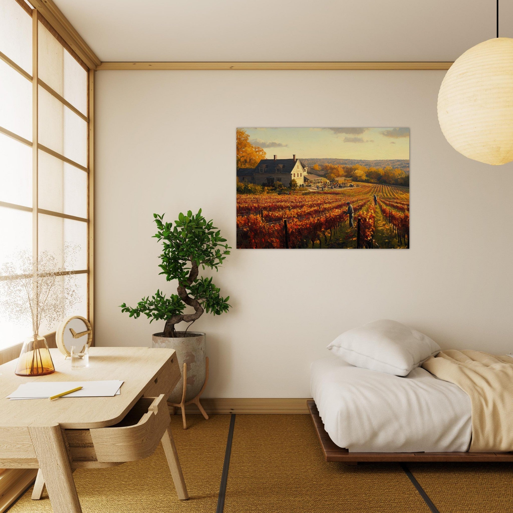 Aluminum Print Landscape - Autumn Vineyard Harvest A picturesque vineyards 3 - Shop Ai Art WebShop - Digital Art online Store