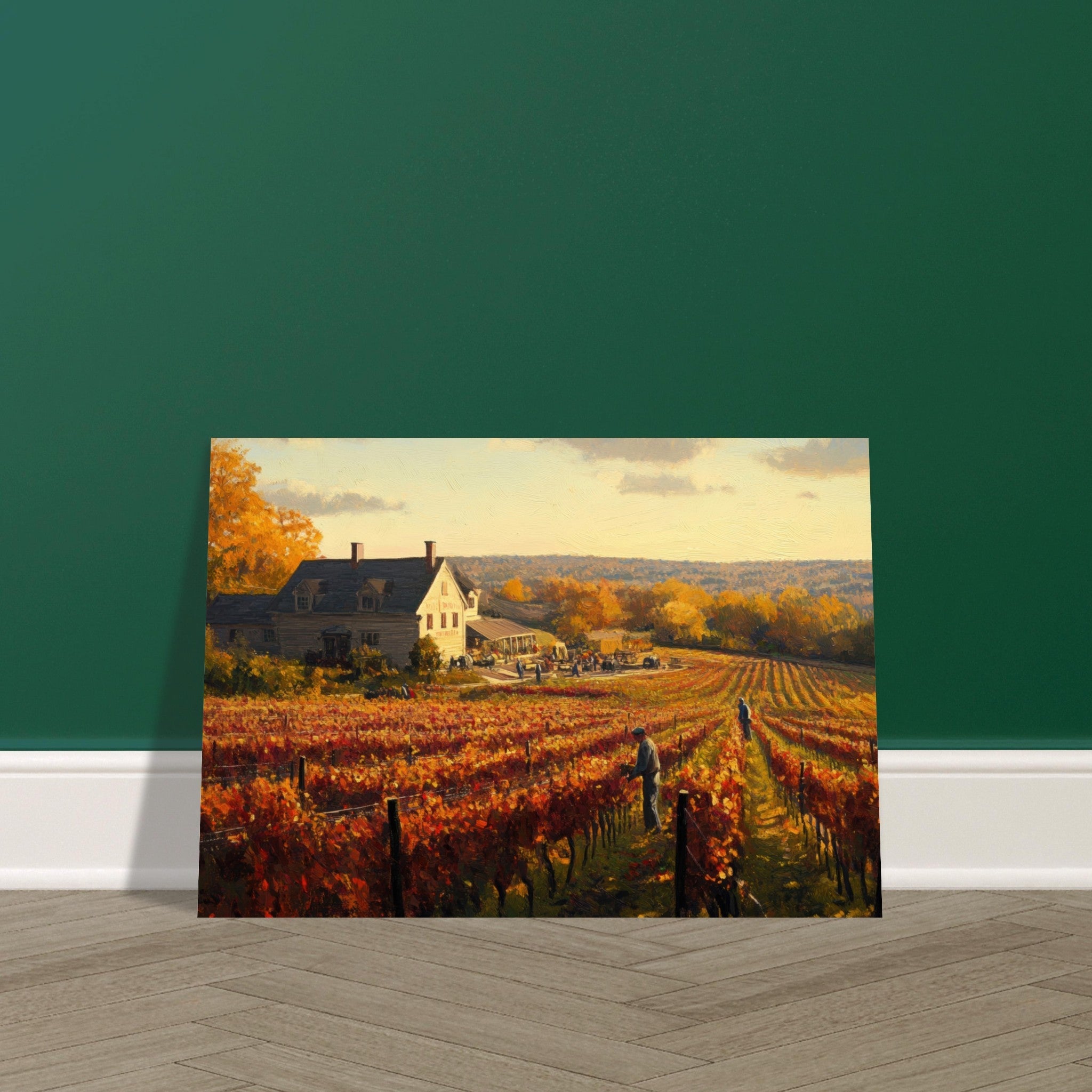 Aluminum Print Landscape - Autumn Vineyard Harvest A picturesque vineyards 3 - Shop Ai Art WebShop - Digital Art online Store