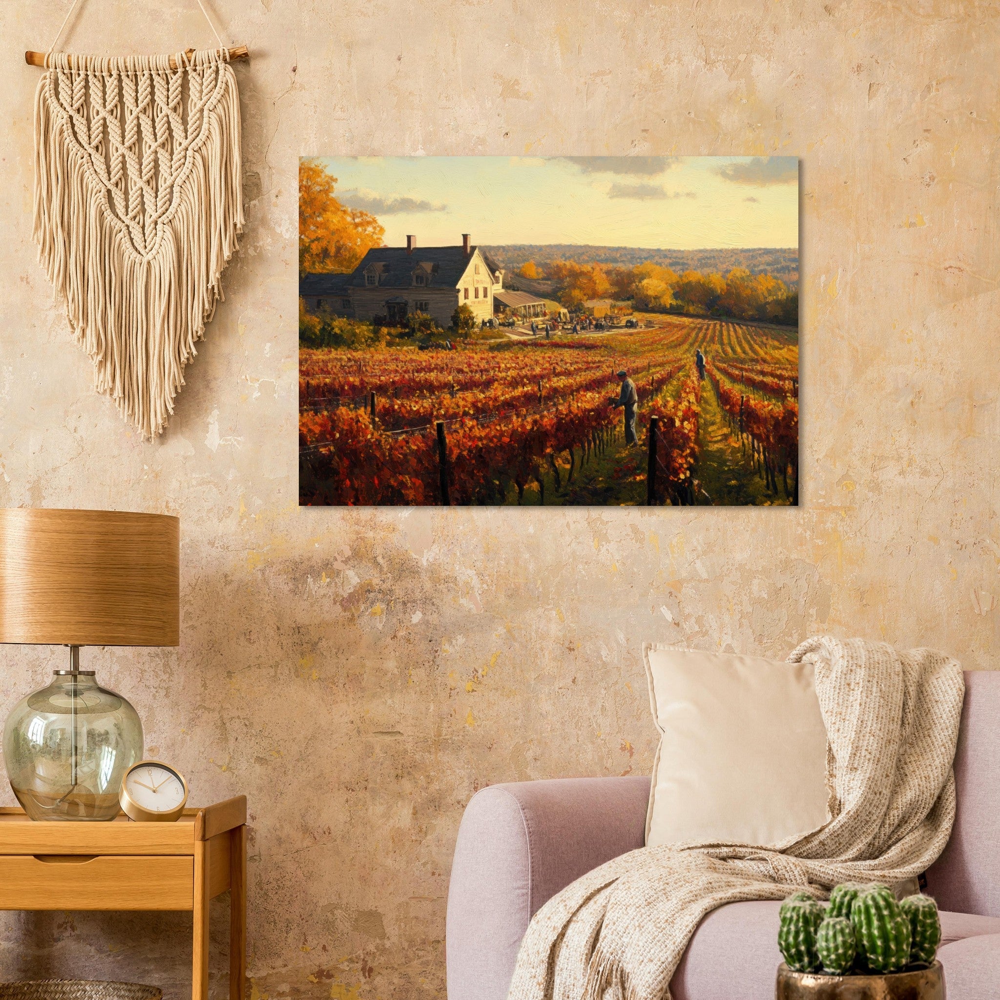 Aluminum Print Landscape - Autumn Vineyard Harvest A picturesque vineyards 3 - Shop Ai Art WebShop - Digital Art online Store