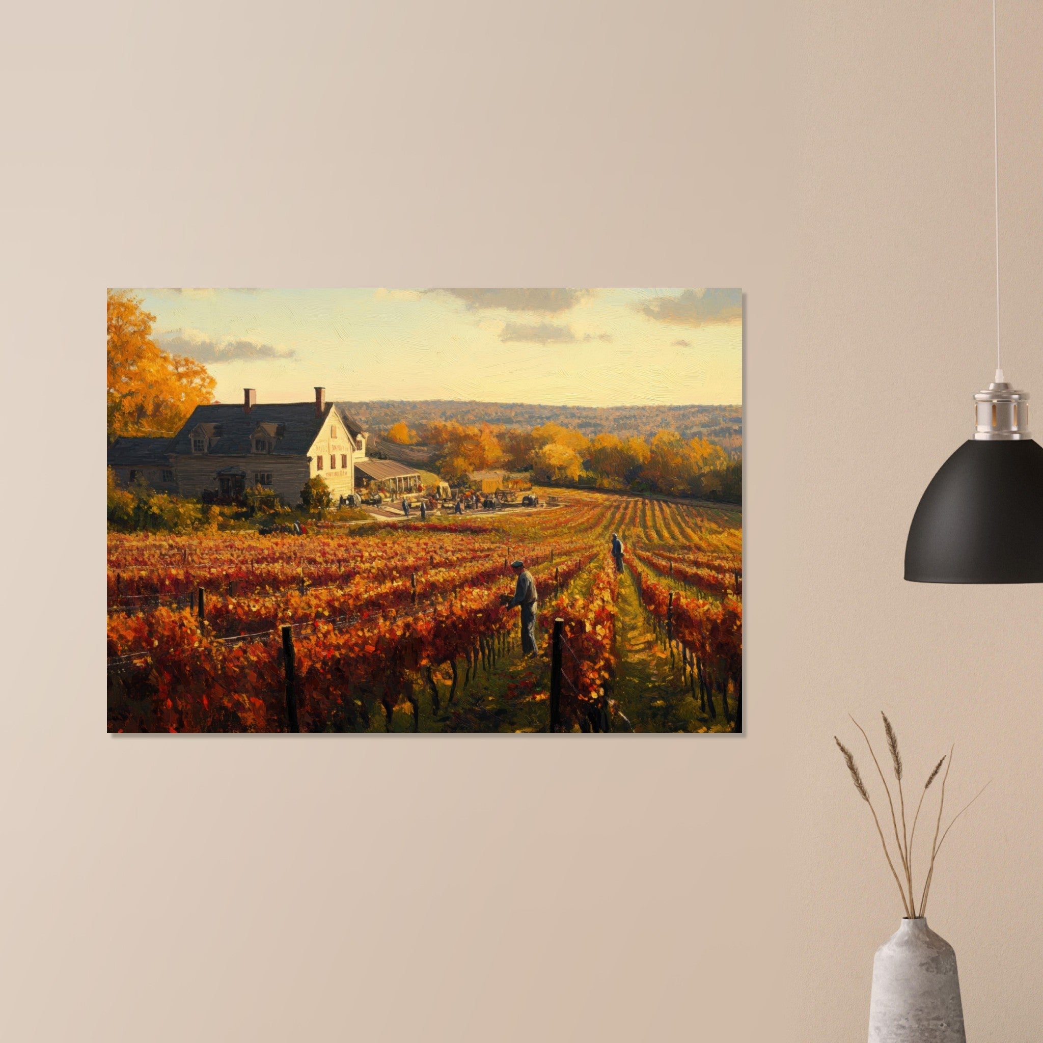 Aluminum Print Landscape - Autumn Vineyard Harvest A picturesque vineyards 3 - Shop Ai Art WebShop - Digital Art online Store