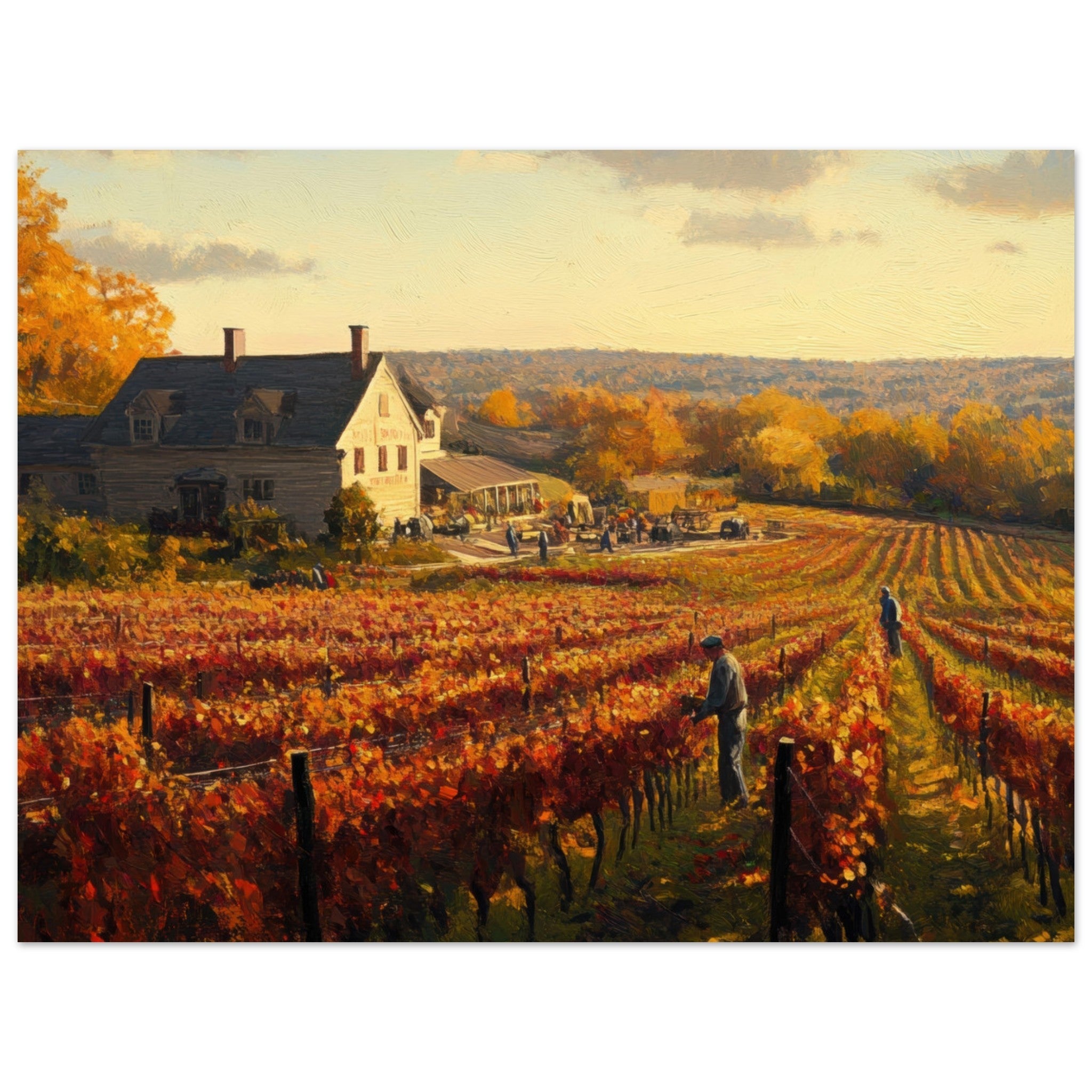 Aluminum Print Landscape - Autumn Vineyard Harvest A picturesque vineyards 3 - Shop Ai Art WebShop - Digital Art online Store