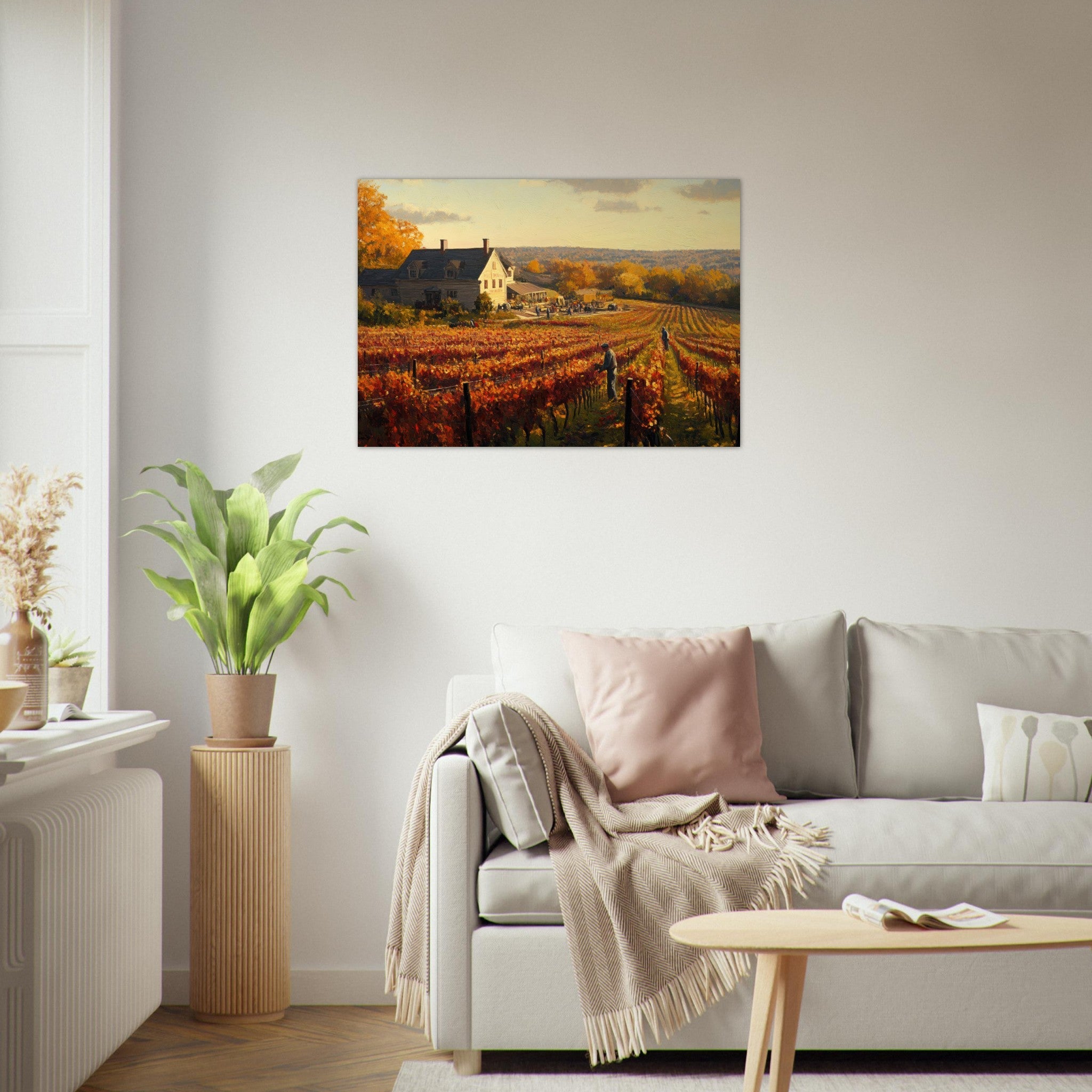 Aluminum Print Landscape - Autumn Vineyard Harvest A picturesque vineyards 3 - Shop Ai Art WebShop - Digital Art online Store