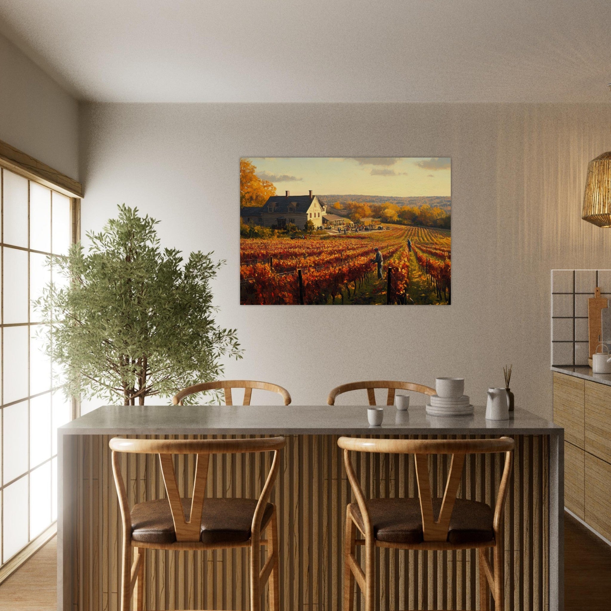 Aluminum Print Landscape - Autumn Vineyard Harvest A picturesque vineyards 3 - Shop Ai Art WebShop - Digital Art online Store