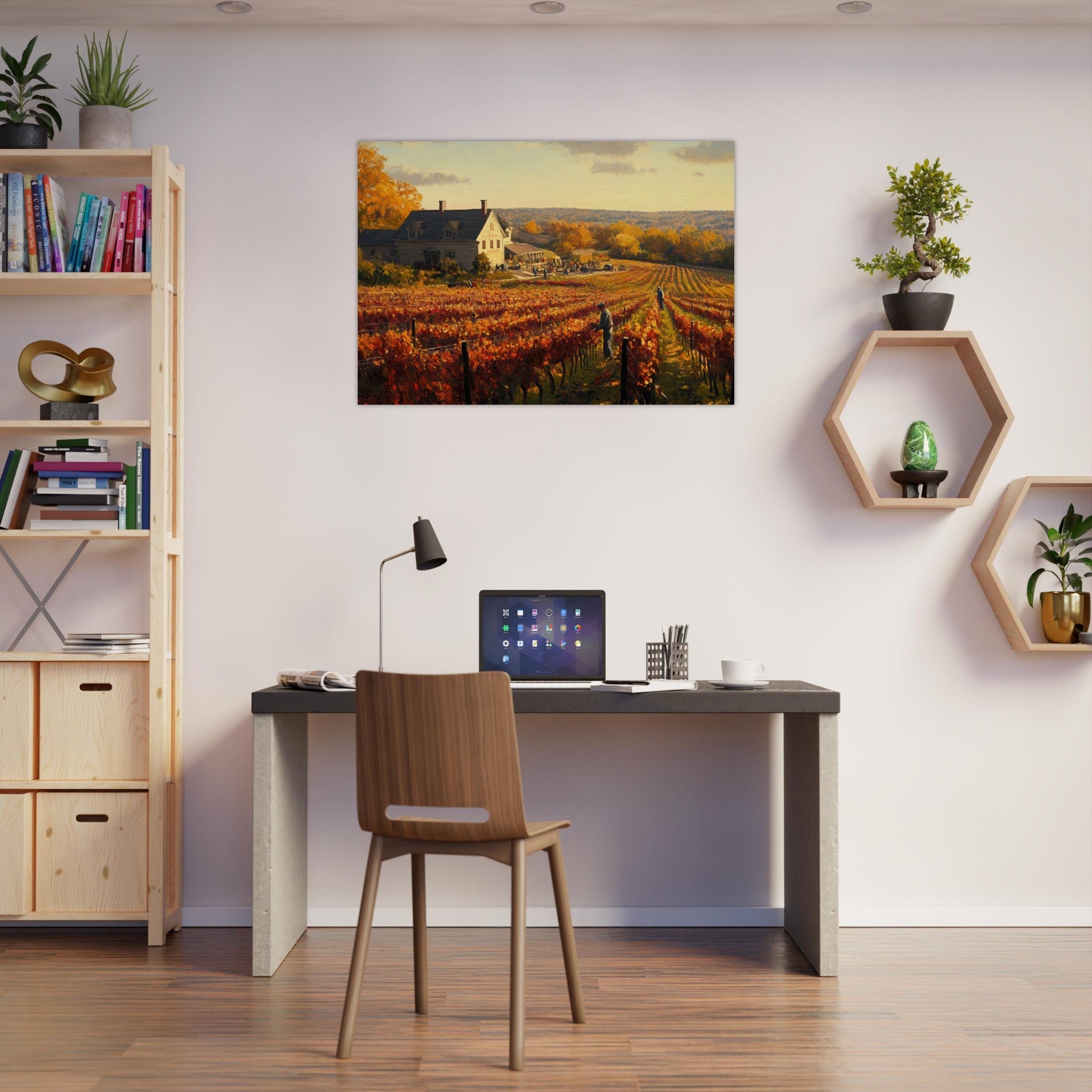 Aluminum Print Landscape - Autumn Vineyard Harvest A picturesque vineyards 3 - Shop Ai Art WebShop - Digital Art online Store