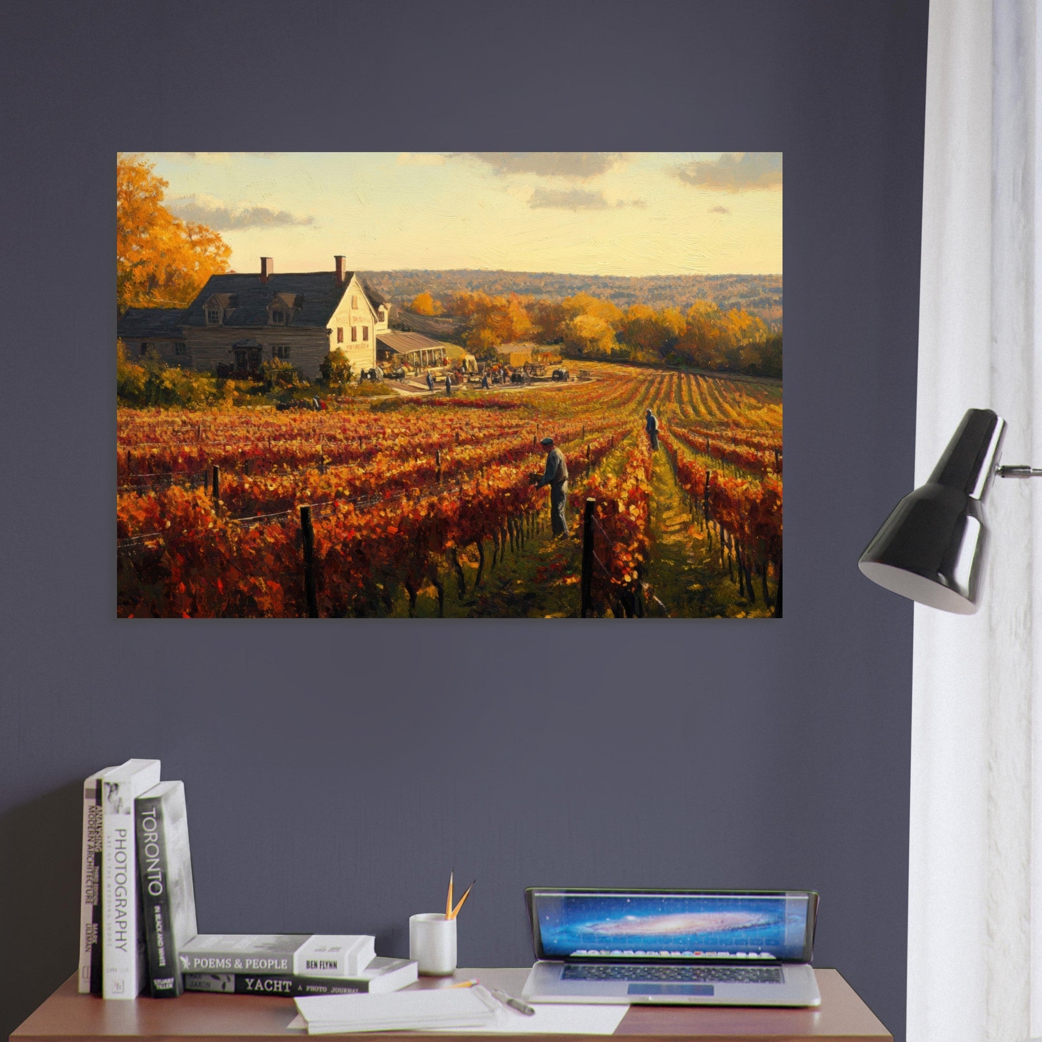 Aluminum Print Landscape - Autumn Vineyard Harvest A picturesque vineyards 3 - Shop Ai Art WebShop - Digital Art online Store