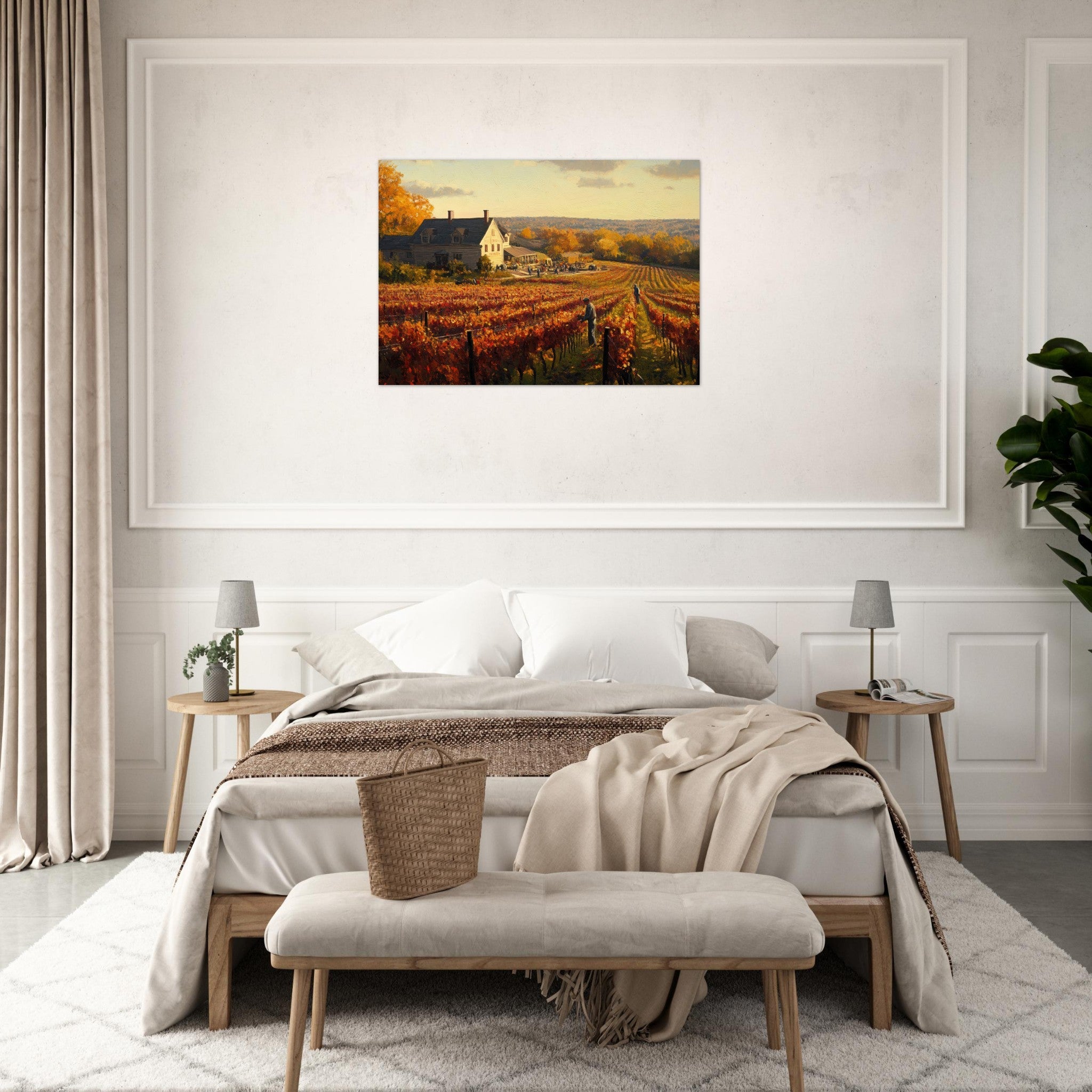 Aluminum Print Landscape - Autumn Vineyard Harvest A picturesque vineyards 3 - Shop Ai Art WebShop - Digital Art online Store