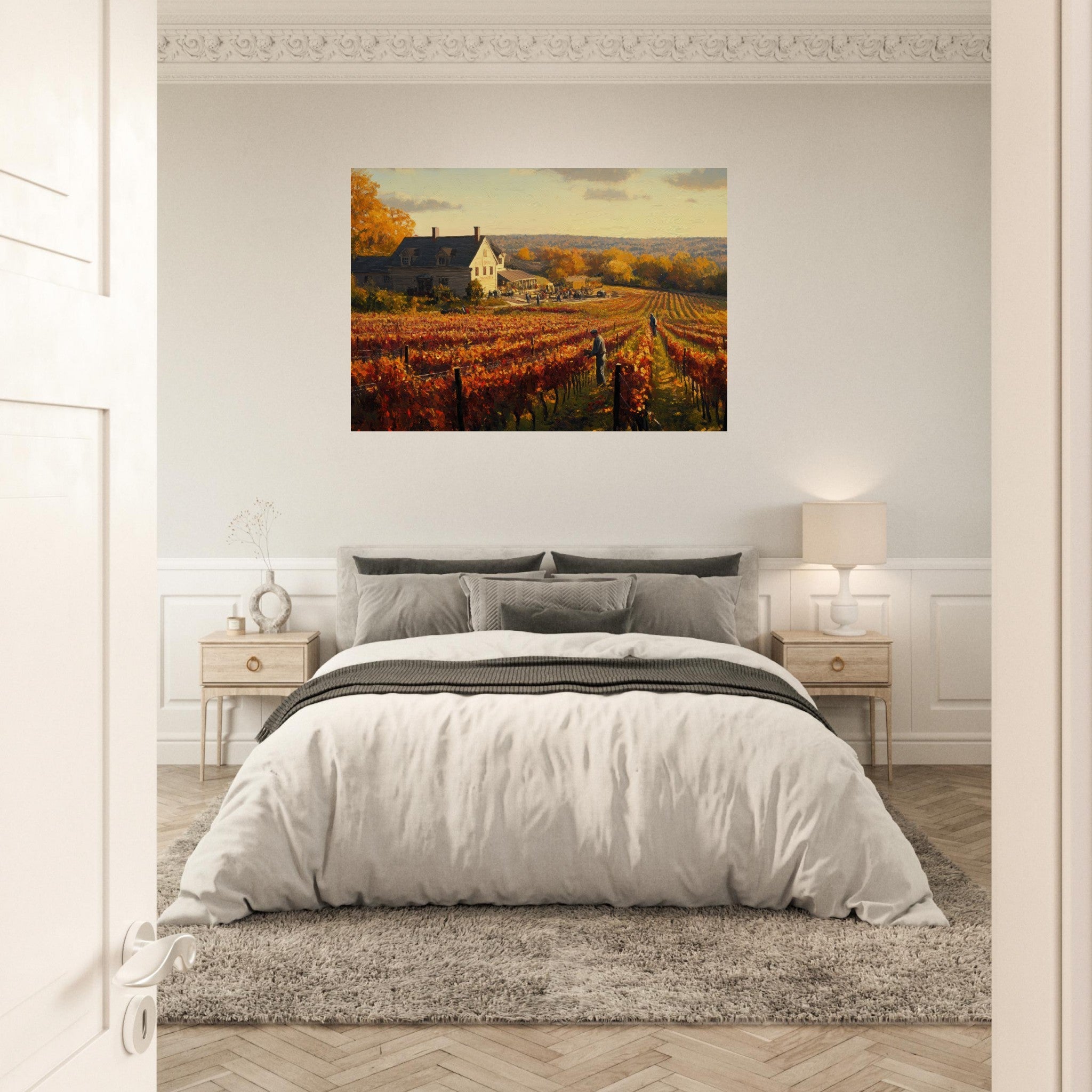 Aluminum Print Landscape - Autumn Vineyard Harvest A picturesque vineyards 3 - Shop Ai Art WebShop - Digital Art online Store
